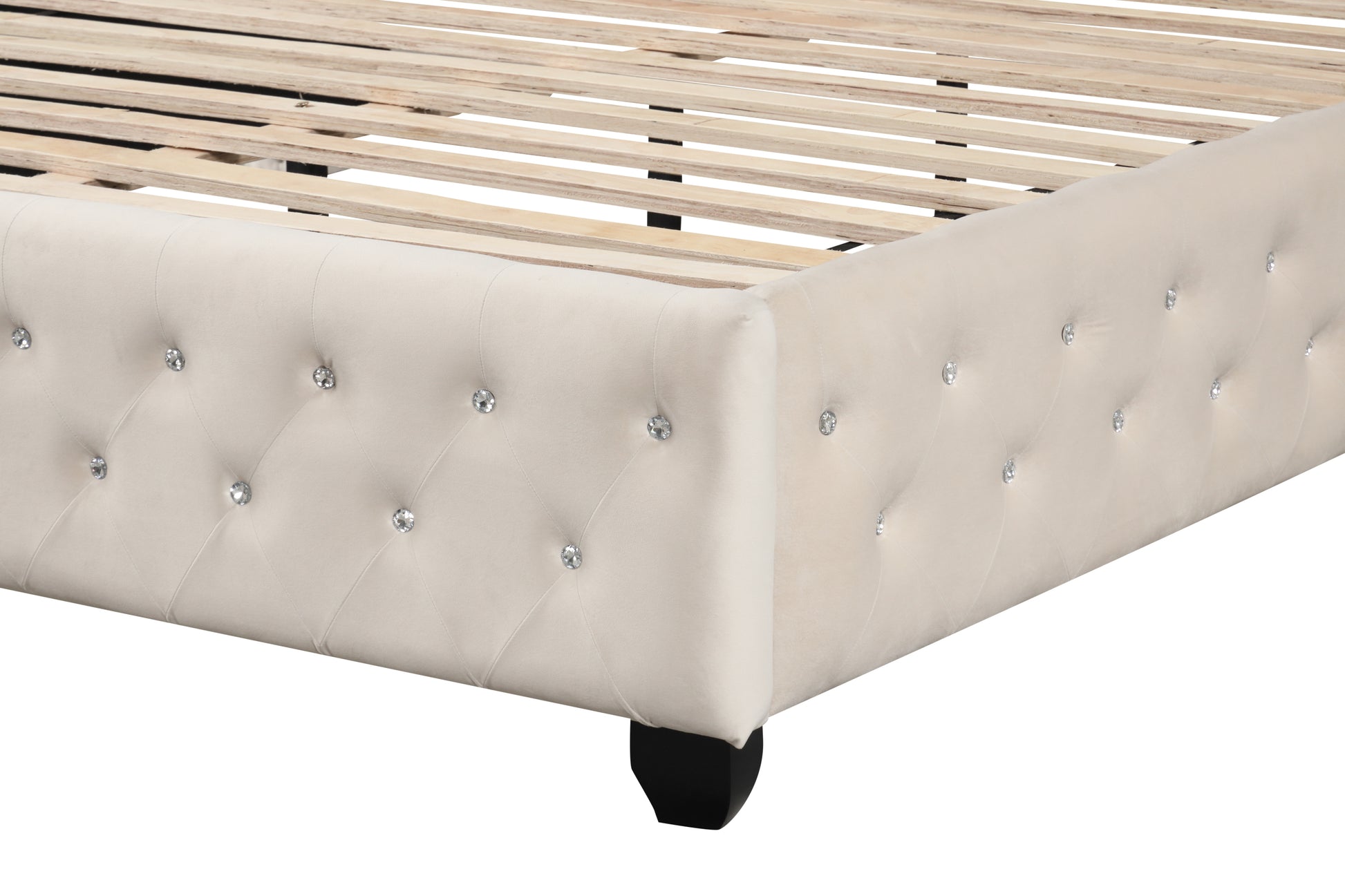 Sophia Crystal Tufted Full 4 Pc Bed Made with Wood in Cream - Enova Luxe Home Store