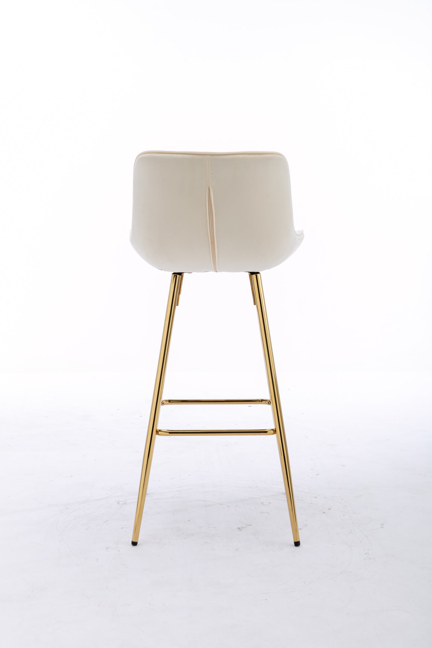 30 inch Set of 2 Bar Stools,with Chrome Footrest Velvet Fabric Counter Stool Golden Leg Simple High Bar Stool,CREAM - Enova Luxe Home Store