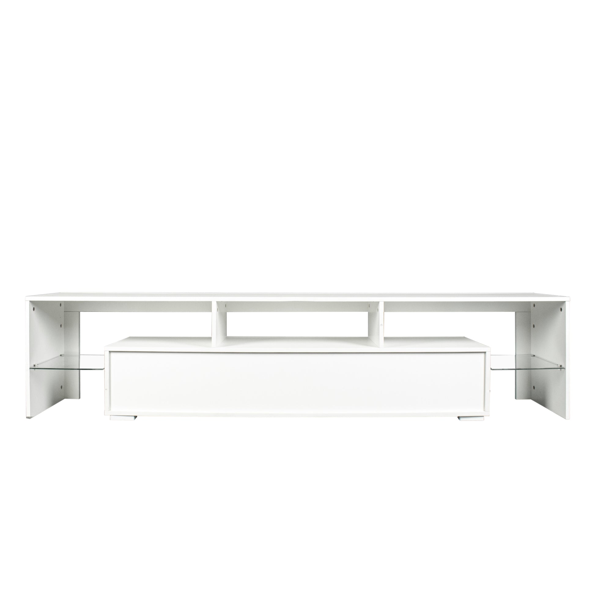 Modern gloss white TV Stand for 80 inch TV , 20 Colors LED TV Stand w/Remote Control Lights - Enova Luxe Home Store