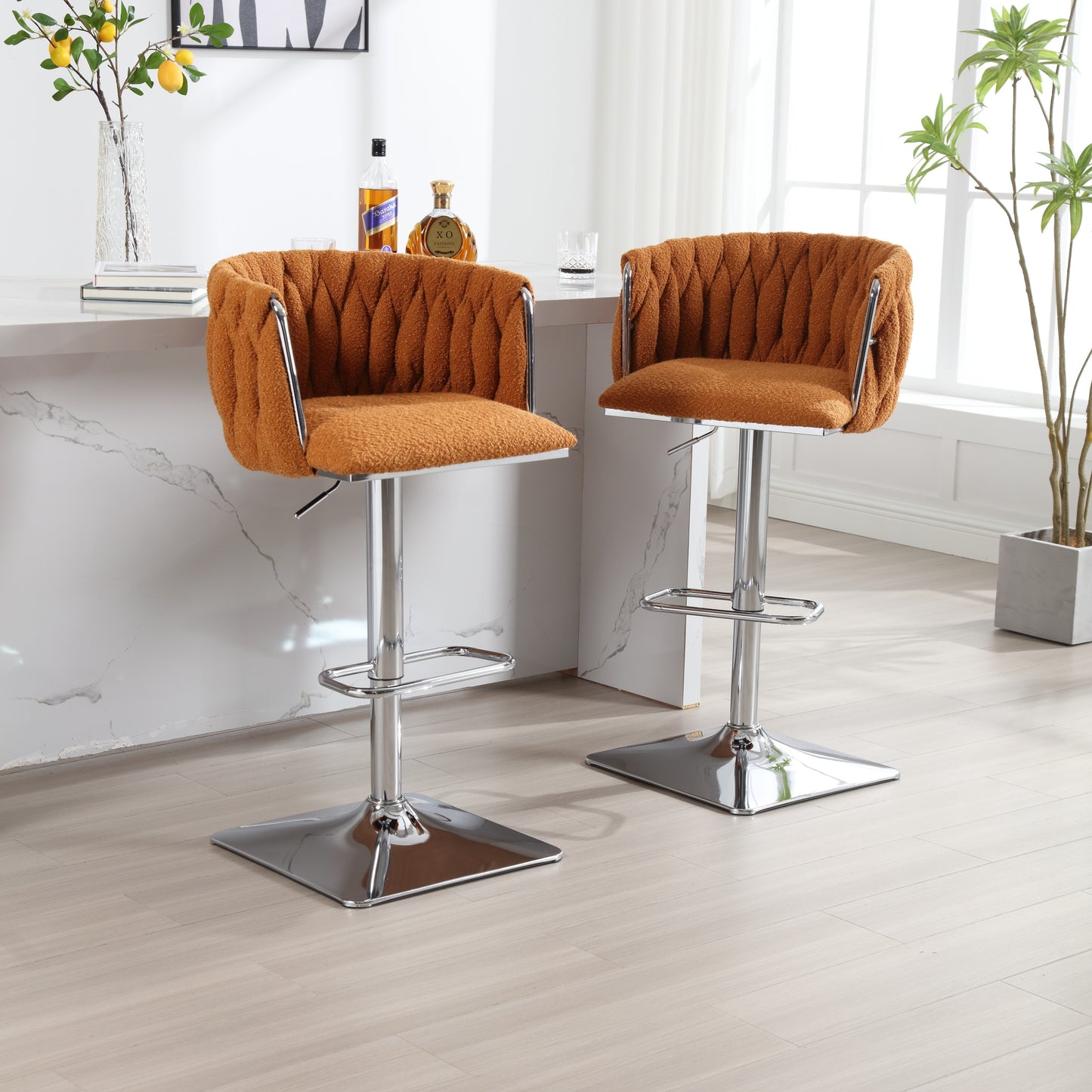 COOLMORE Vintage Bar Stools with Back and Footrest Counter Height Dining Chairs 2PC/SET - Enova Luxe Home Store