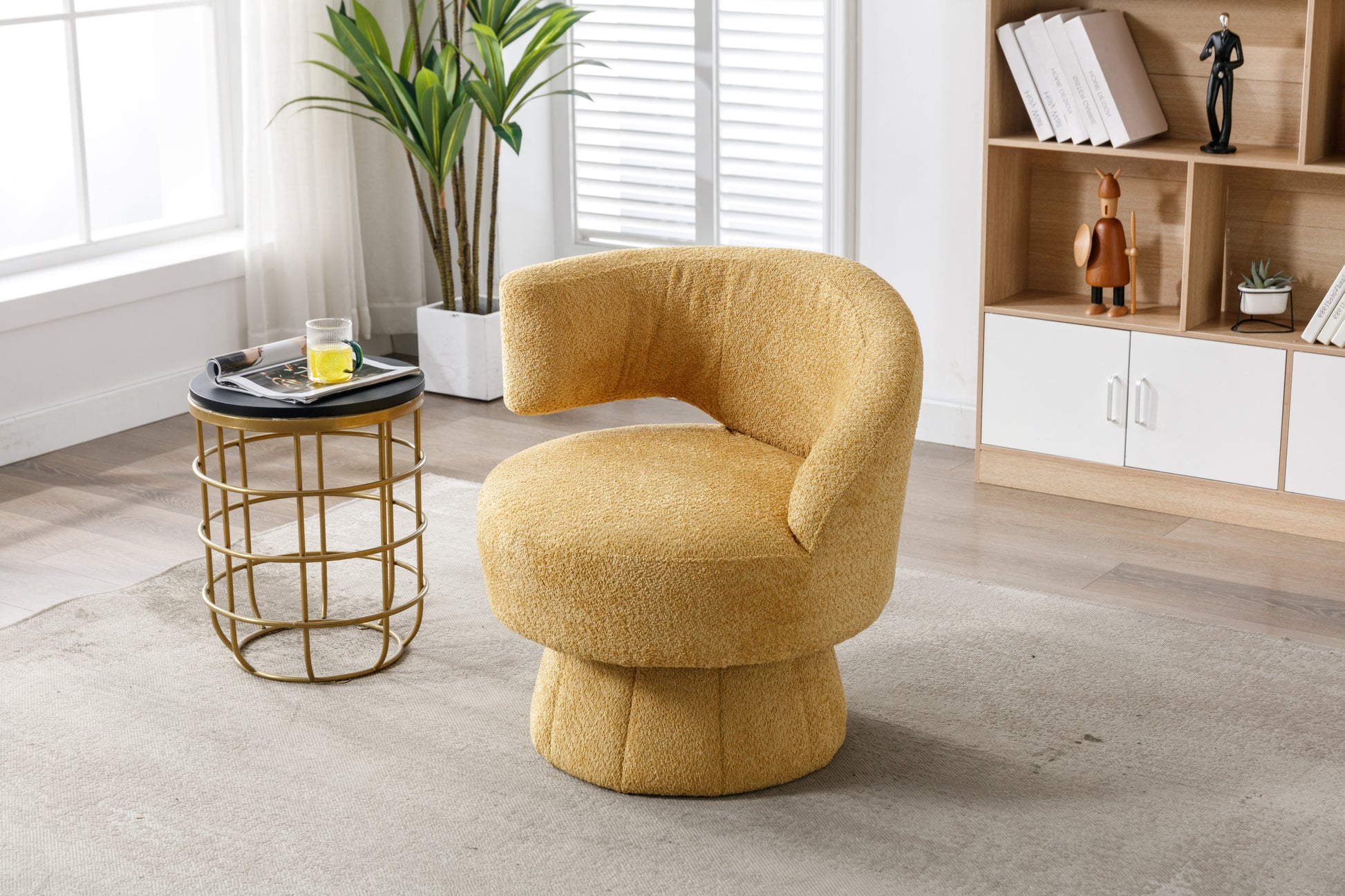 360 Degree Swivel Cuddle Barrel Accent  Chairs, Round Armchairs with Wide Upholstered, Fluffy  Fabric Chair for Living Room, Bedroom, Office, Waiting Rooms - Enova Luxe Home Store