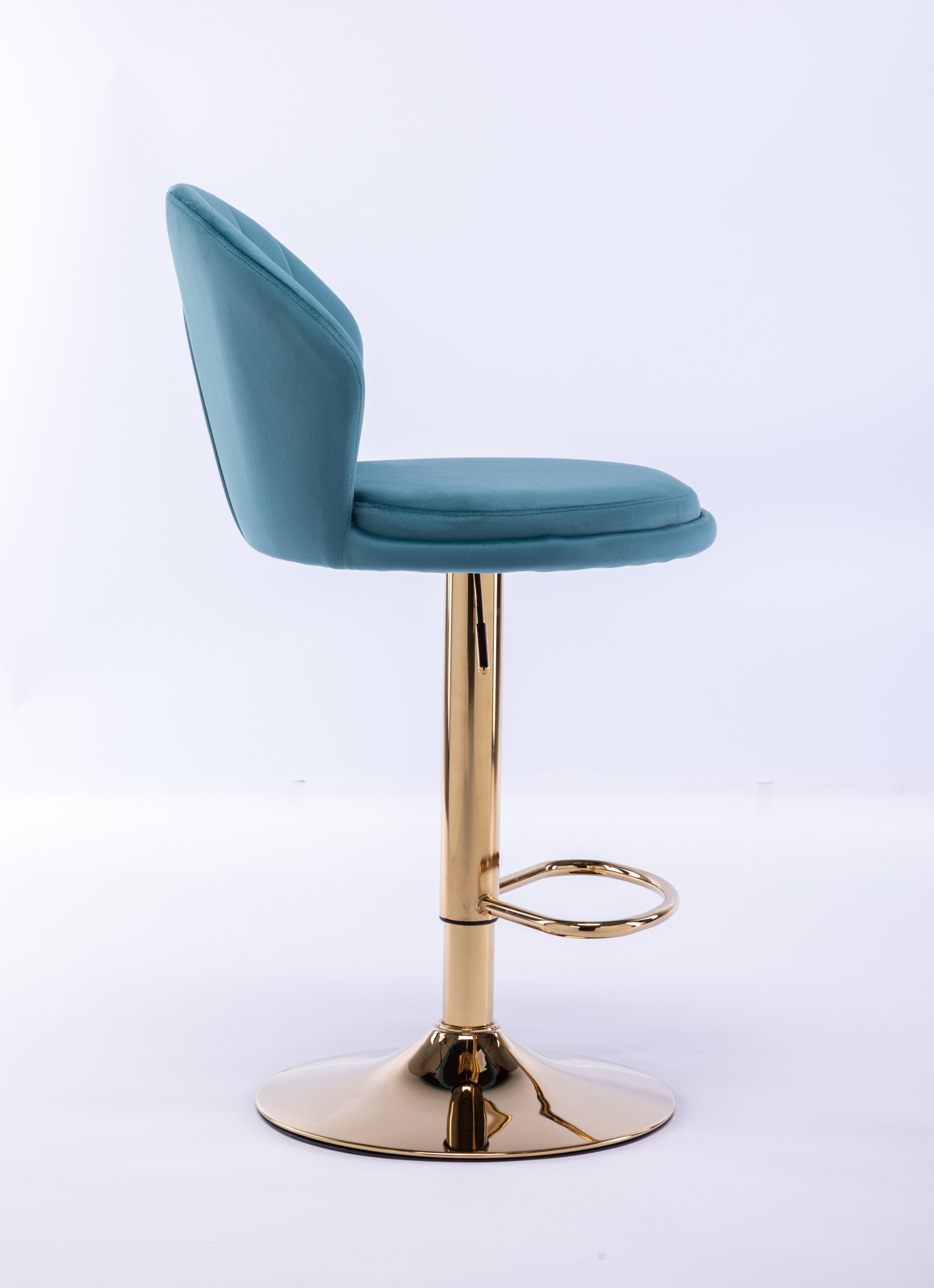 Set of 2  Bar Stools,with Chrome Footrest and Base Swivel Height Adjustable Mechanical Lifting Velvet + Golden Leg Simple Bar Stool-Baby Blue - Enova Luxe Home Store