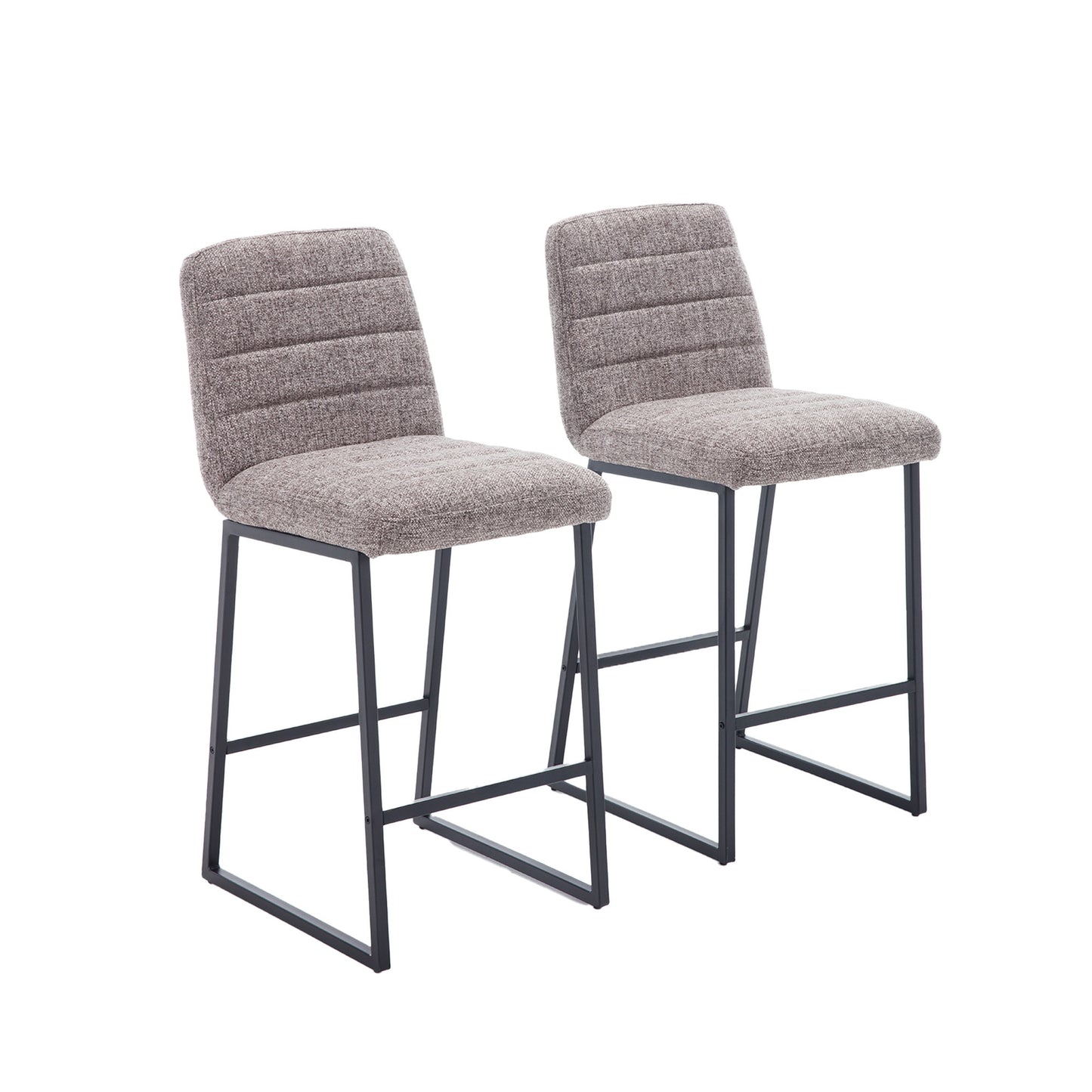 Low Bar Stools Set of 2 Bar Chairs for Living Room Party Room Kitchen,Upholstered Linen Fabric Kitchen Breakfast Bar Stools with Footrest,Coffee