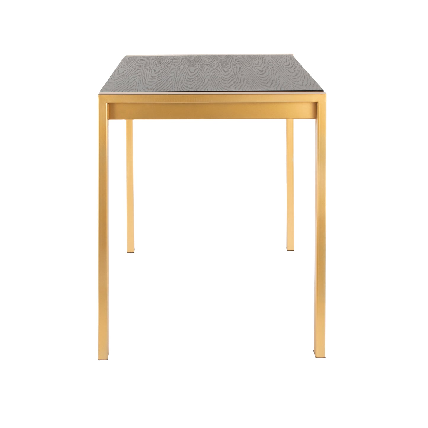 Fuji Contemporary Counter Table in Gold Metal and Black Wood Grain Top by Lumisource