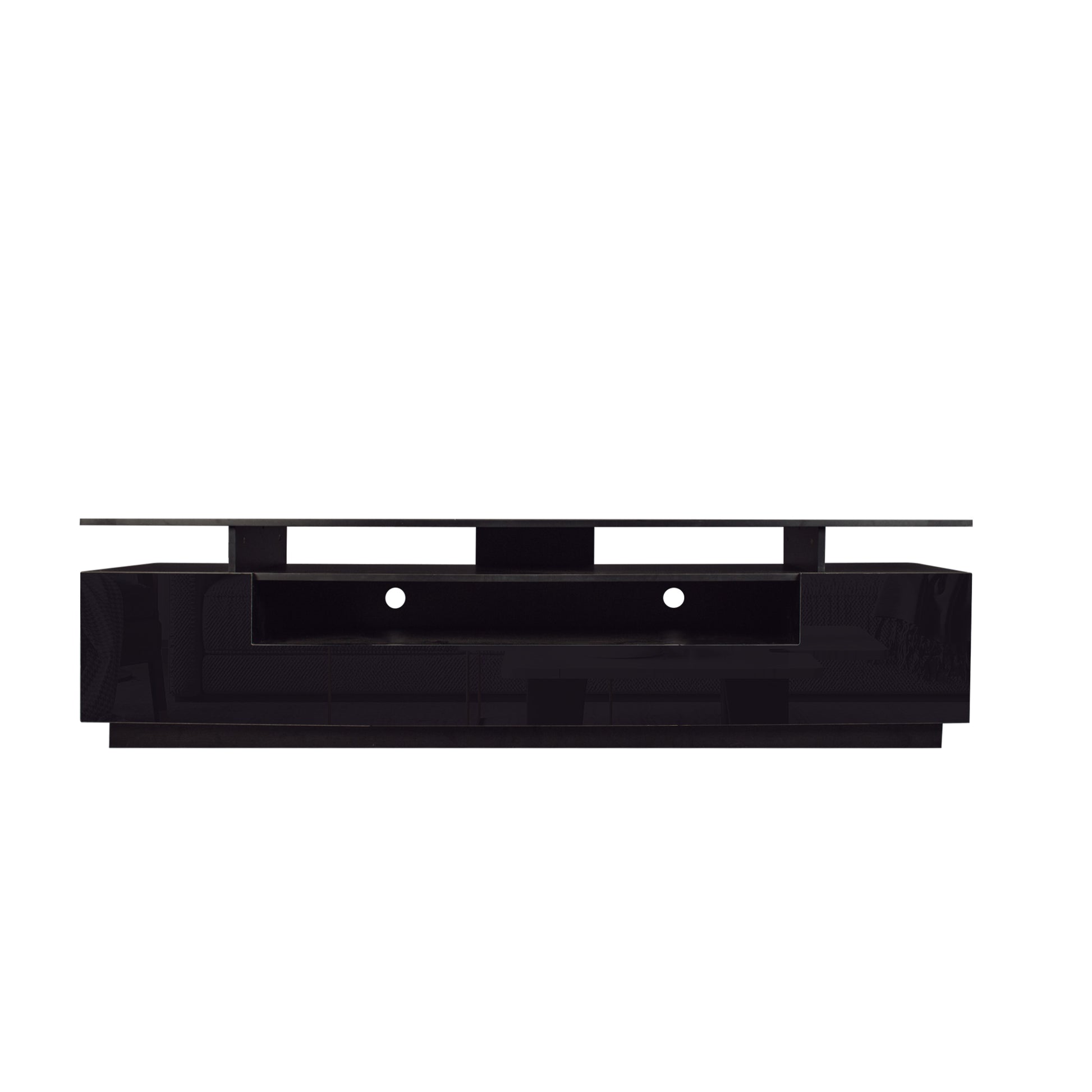 Modern Black TV Stand, 20 Colors LED TV Stand w/Remote Control Lights - Enova Luxe Home Store