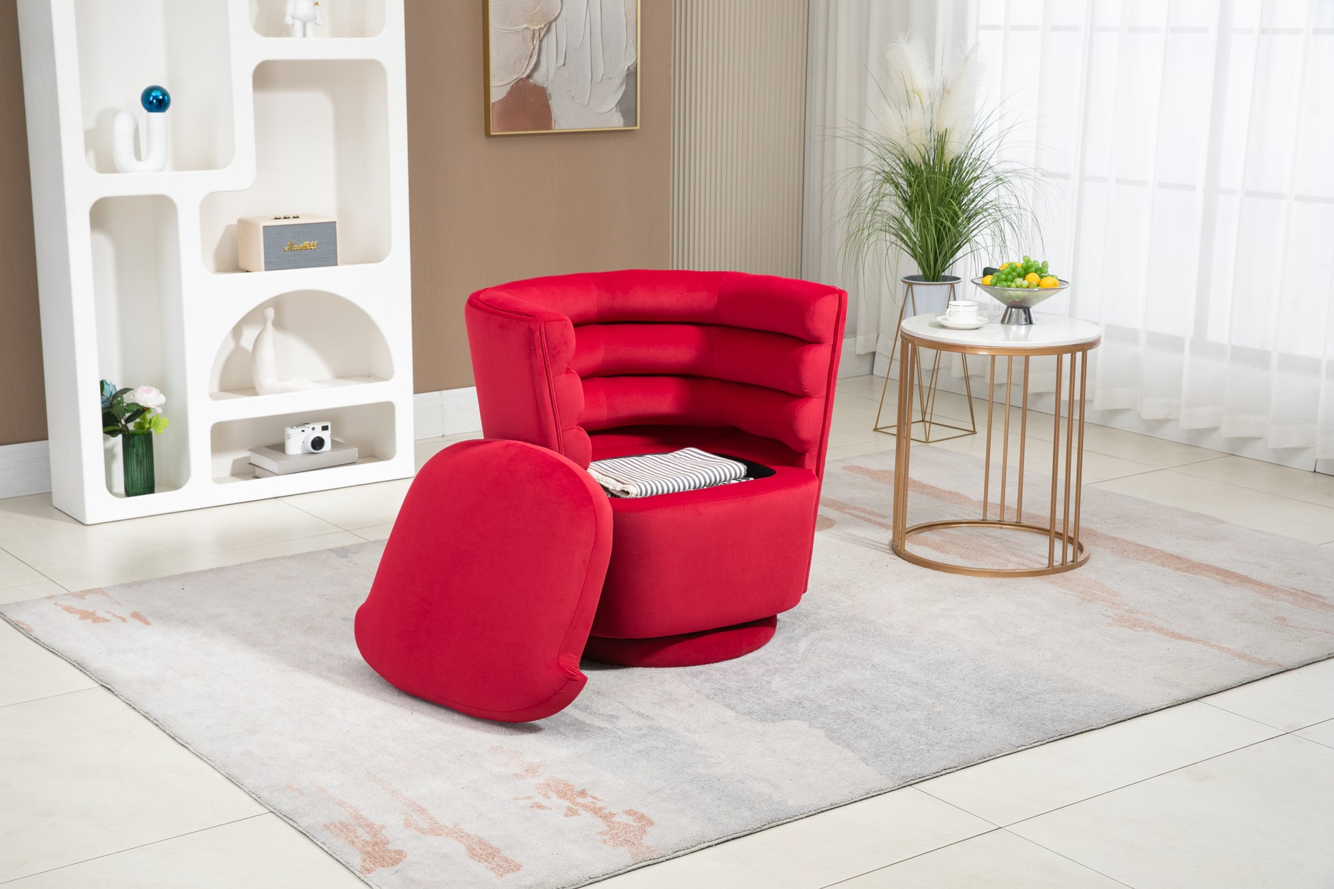 COOLMORE Swivel Barrel Chair, Comfy Round Accent  Chair with storage for Living Room, 360 Degree Swivel Barrel Club Chair, Leisure Arm Chair for Nursery, Hotel, Bedroom, Office - Enova Luxe Home Store