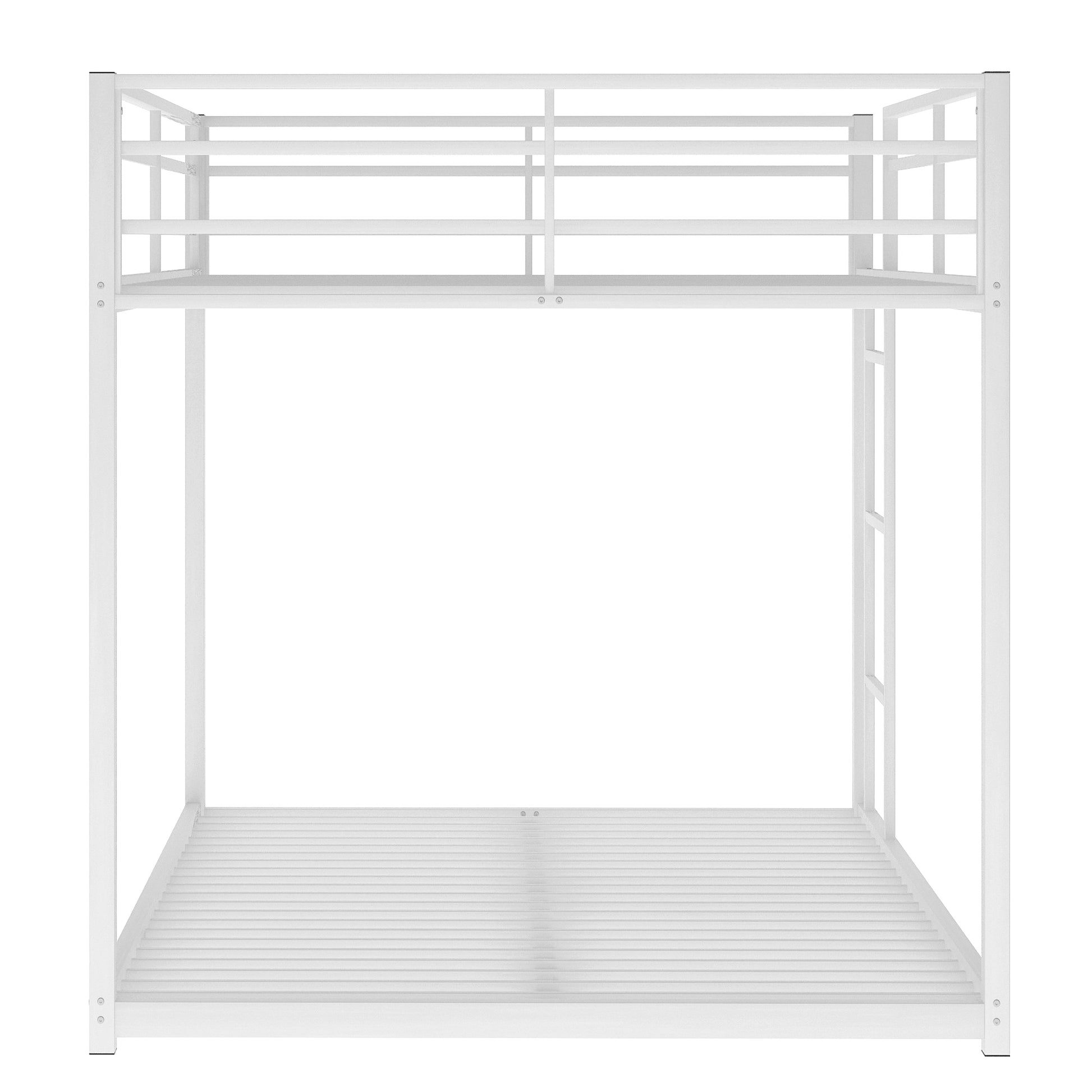 Full over Full Metal Bunk Bed, Low Bunk Bed with Ladder, White(Old SKU:MF197034AAK) - Enova Luxe Home Store