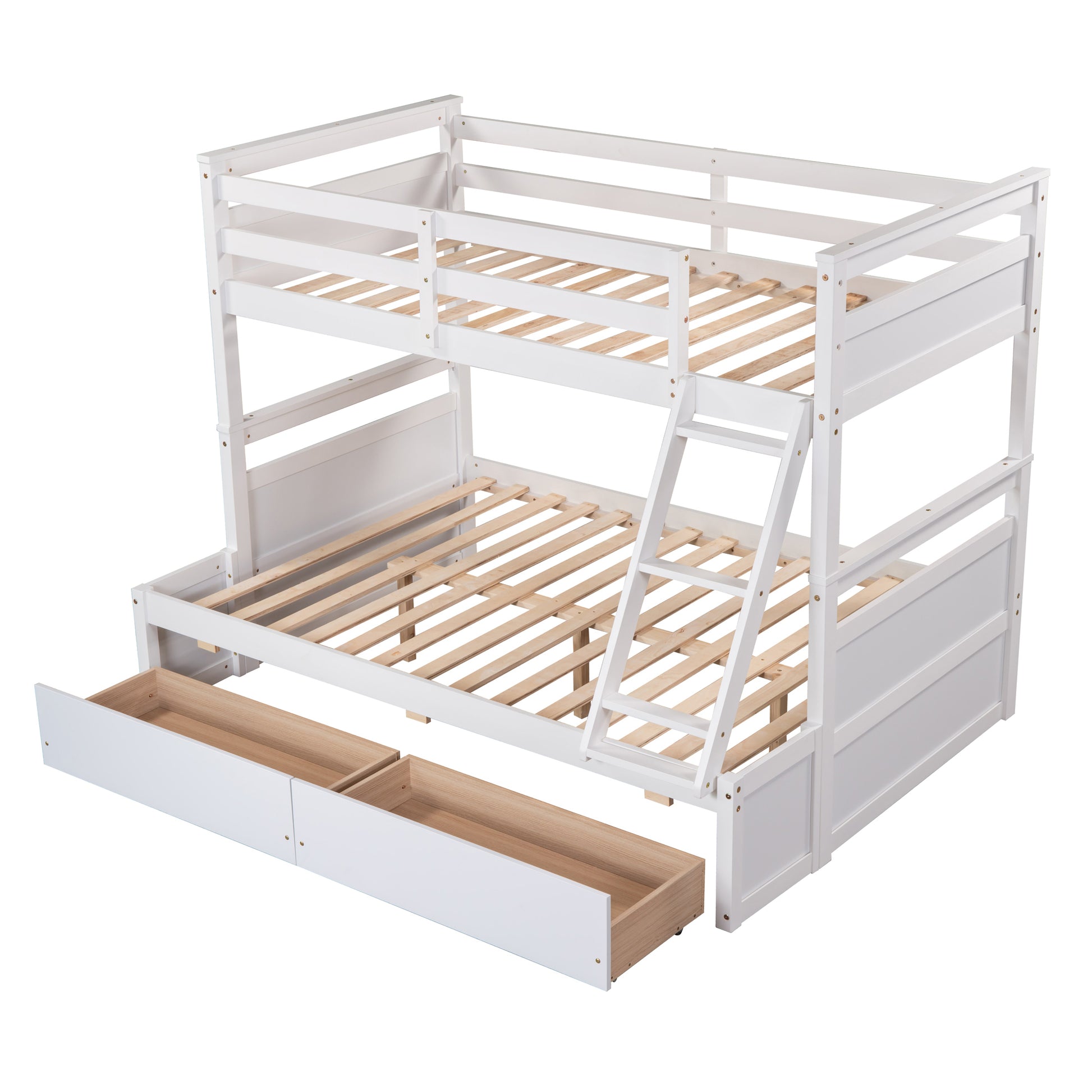 Twin over Full Bunk Bed with Storage - White(OLD SKU :LP000022AAK) - Enova Luxe Home Store
