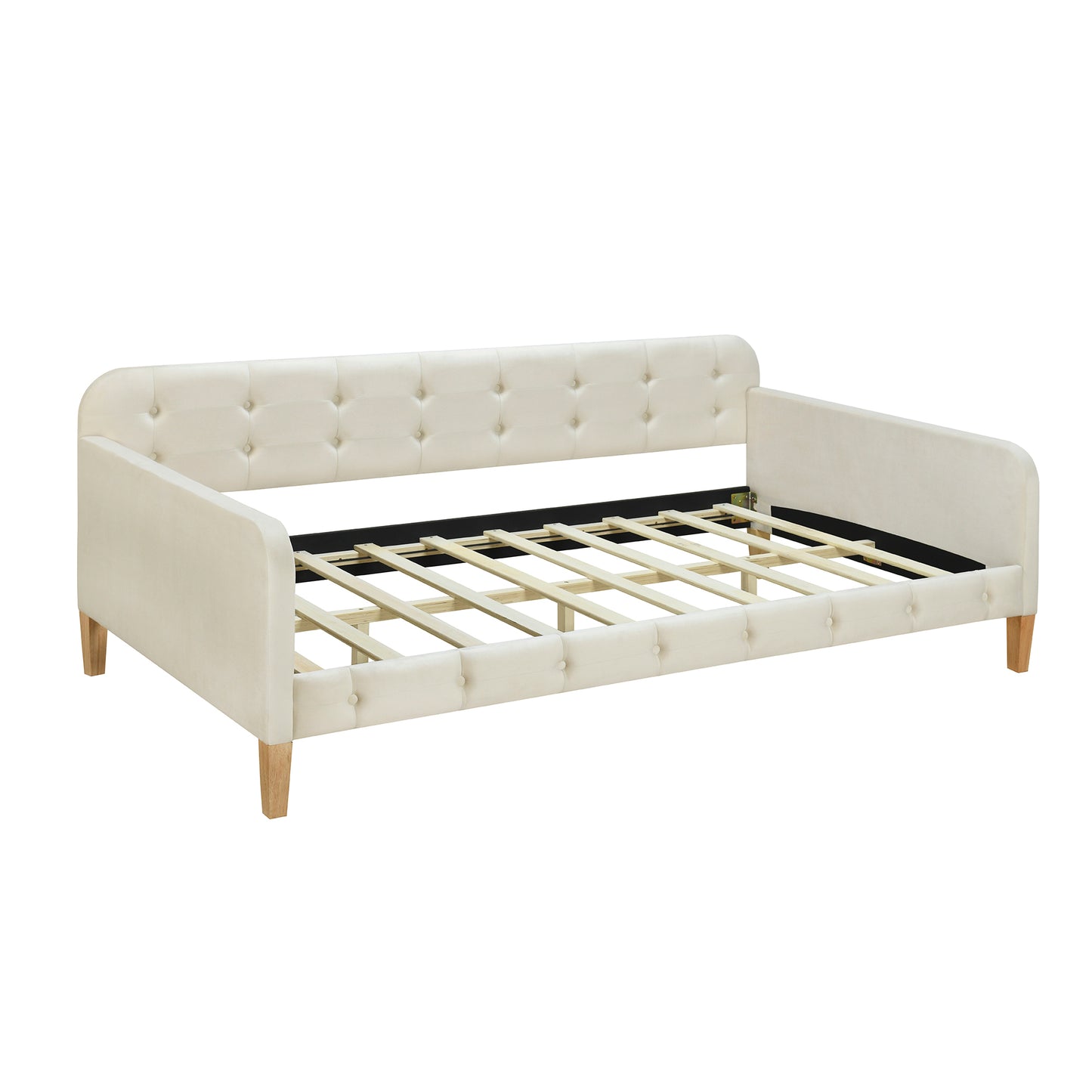 Twin Size Upholstered Daybed with 4 Support Legs, White - Enova Luxe Home Store