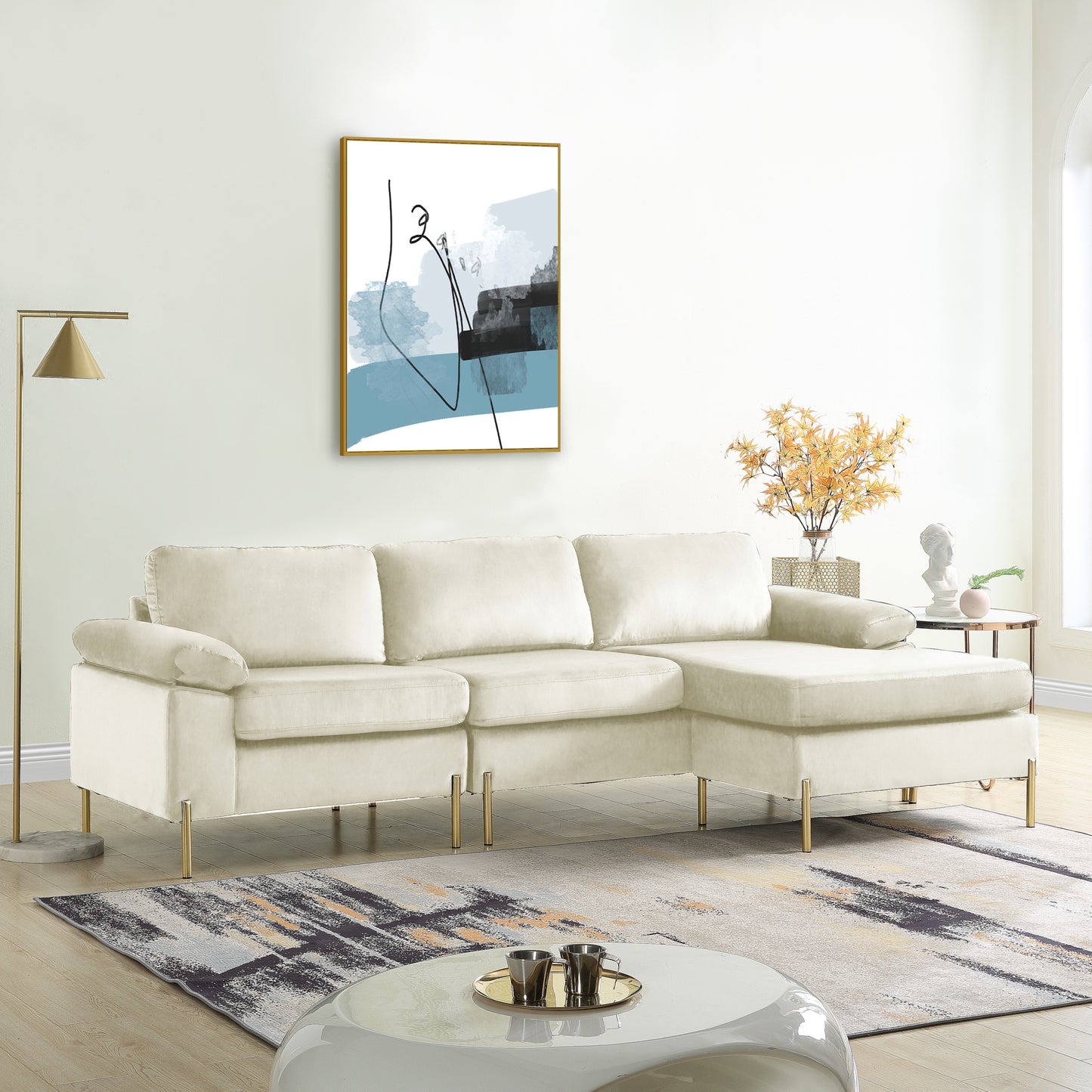 Shannon Velvet Sectional Sofa with Chaise - Enova Luxe Home Store