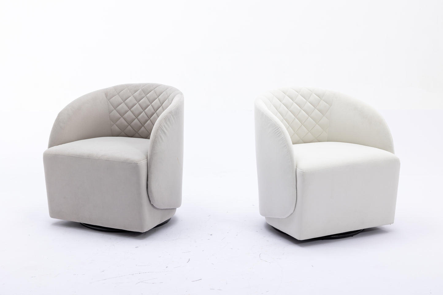 Velvet Fabric Swivel Chair For Living Room,Ivory - Enova Luxe Home Store