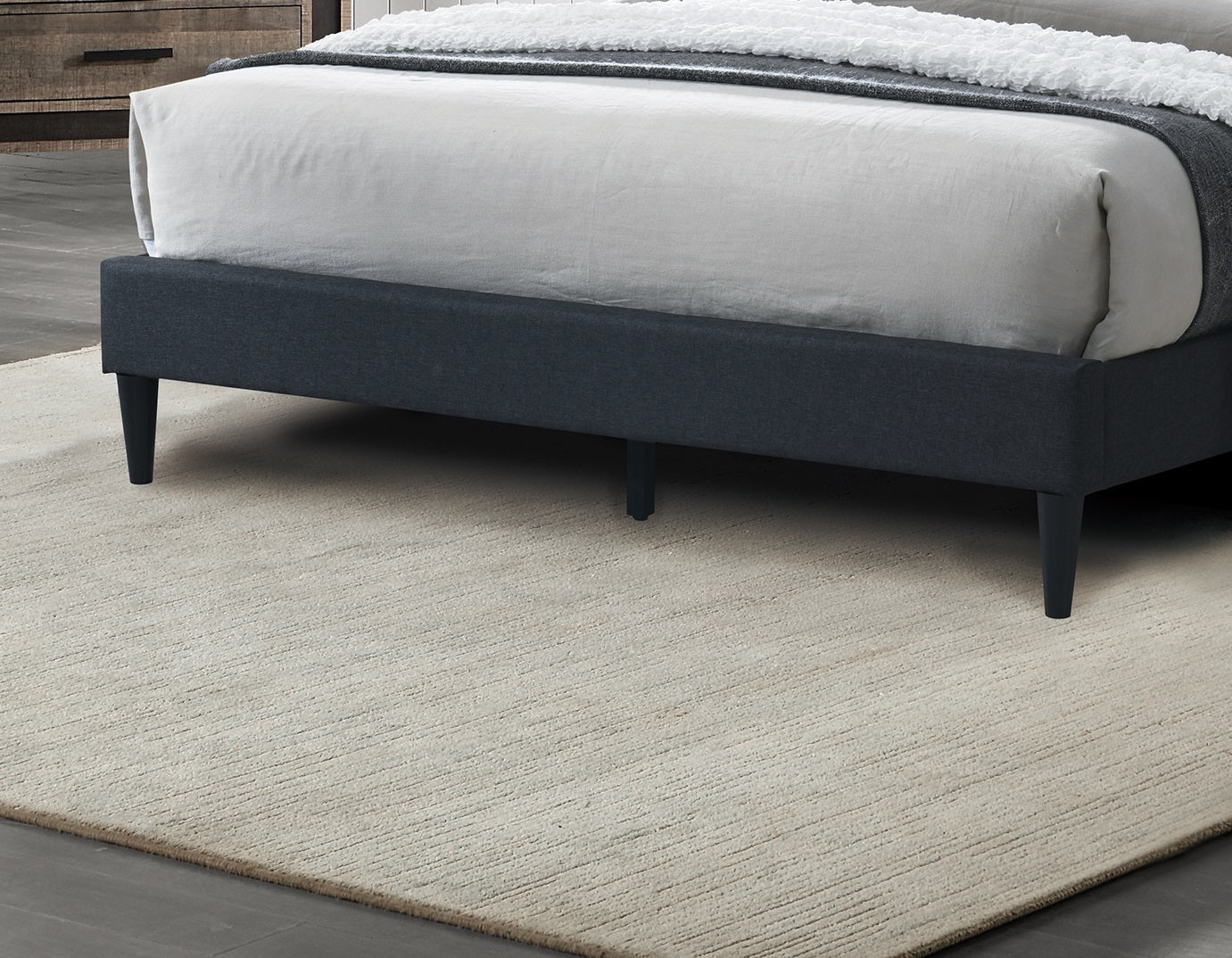 Charcoal Color 1pc Queen Size Bed Burlap Fabric Headboard Upholstered Bedroom Furniture Platform Bedframe