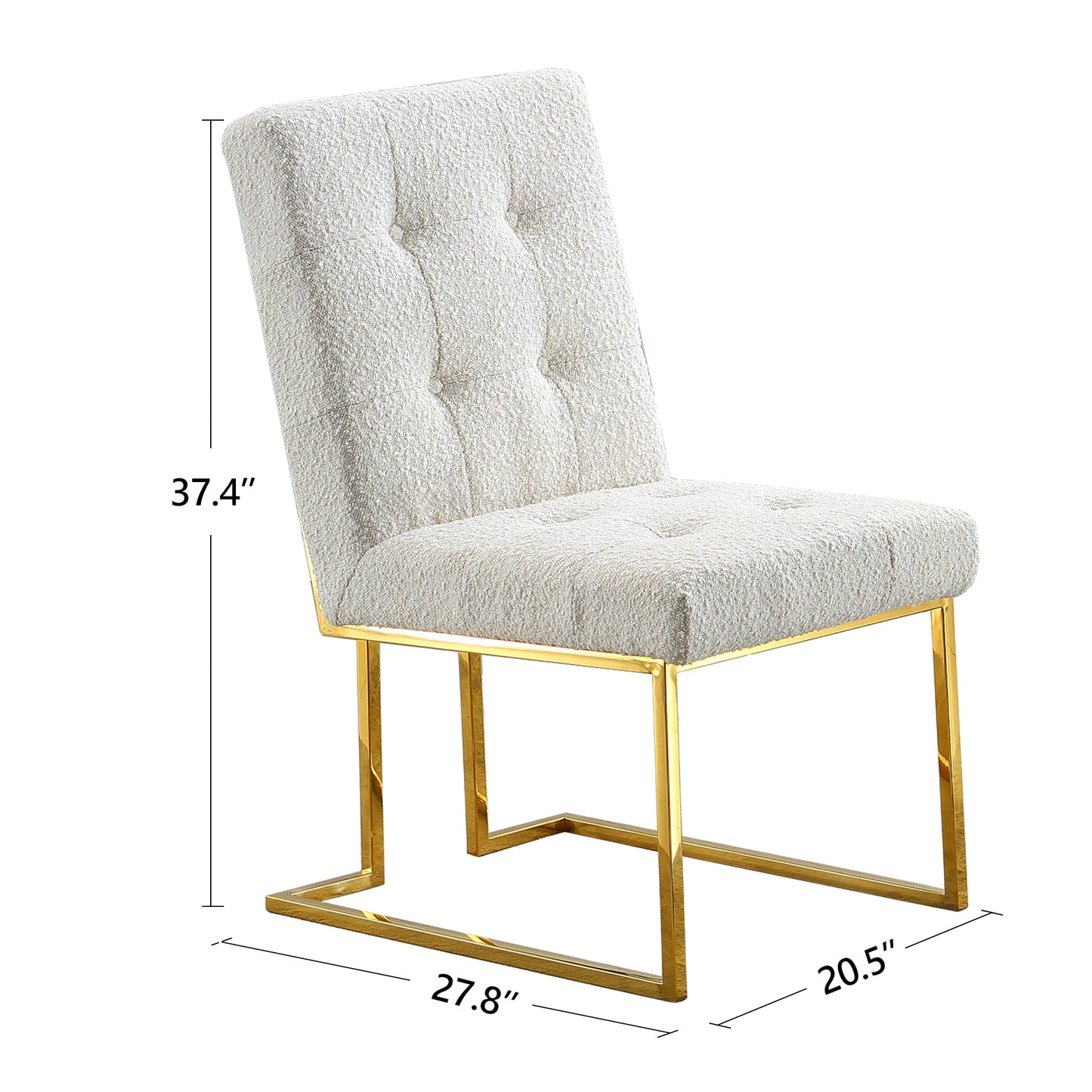 Modern Linen Dining Chair Set of 2, Tufted Design and Gold Finish Stainless Base - Enova Luxe Home Store