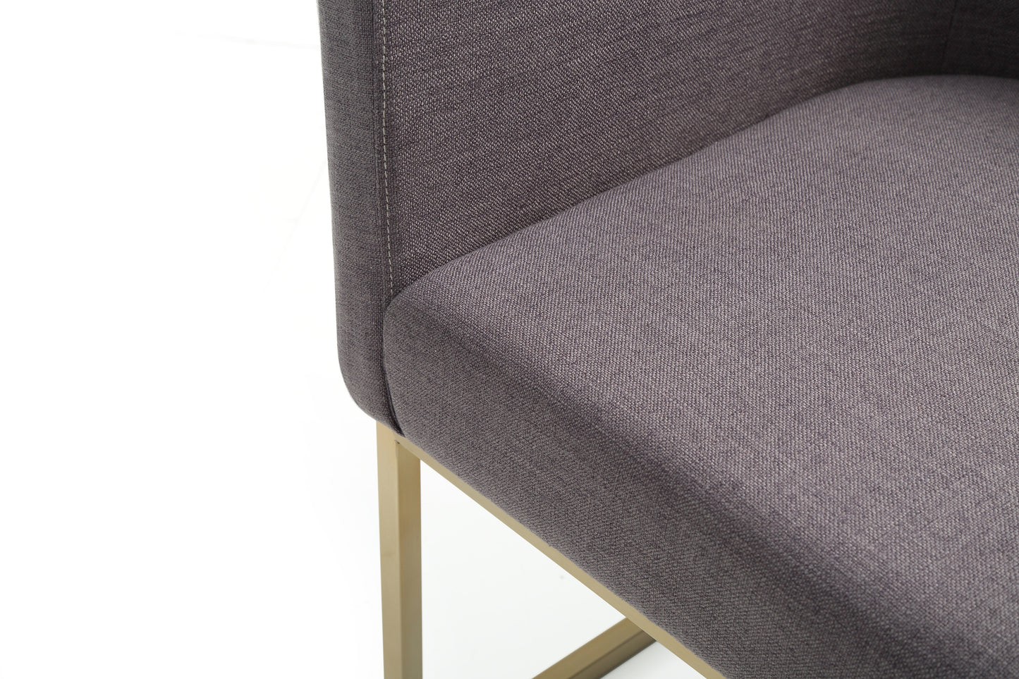 Yukon Modern Grey Fabric & Antique Brass Dining Chair