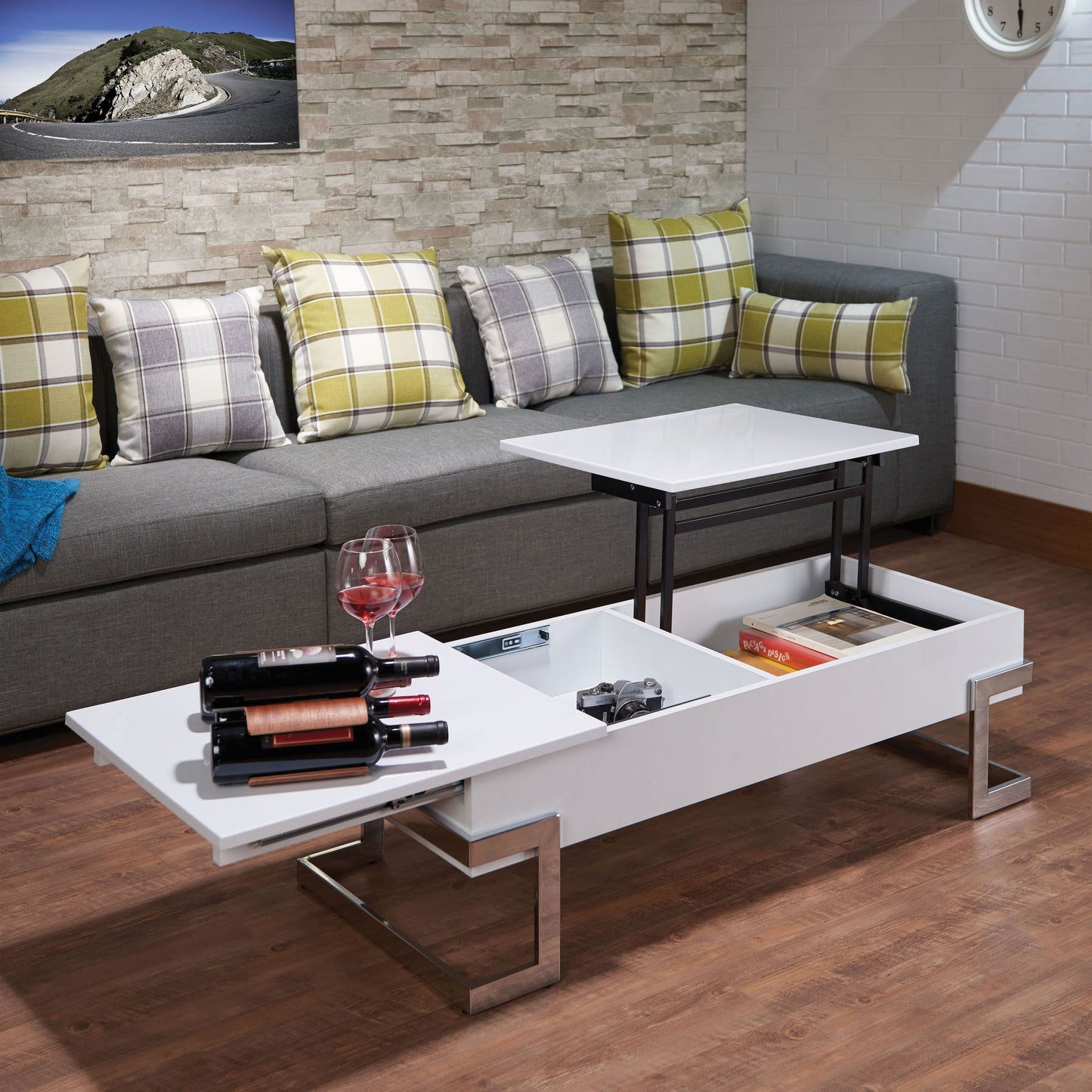 ACME Calnan Coffee Table in White & Chrome 81850 - Enova Luxe Home Store