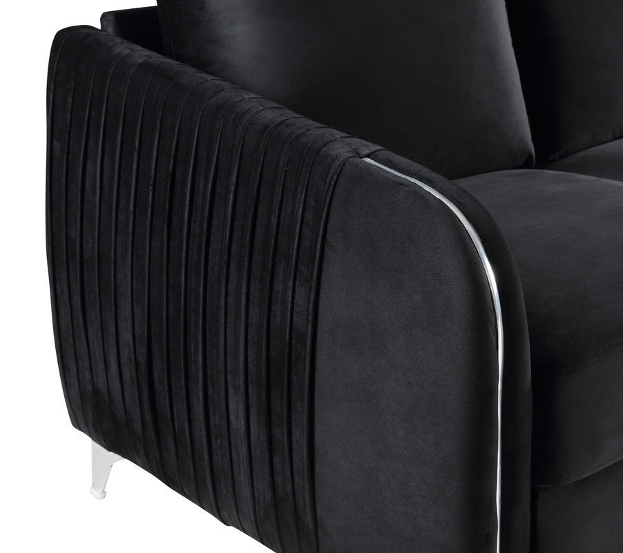 Hathaway Black Velvet Fabric Sofa Loveseat Living Room Set - Enova Luxe Home Store
