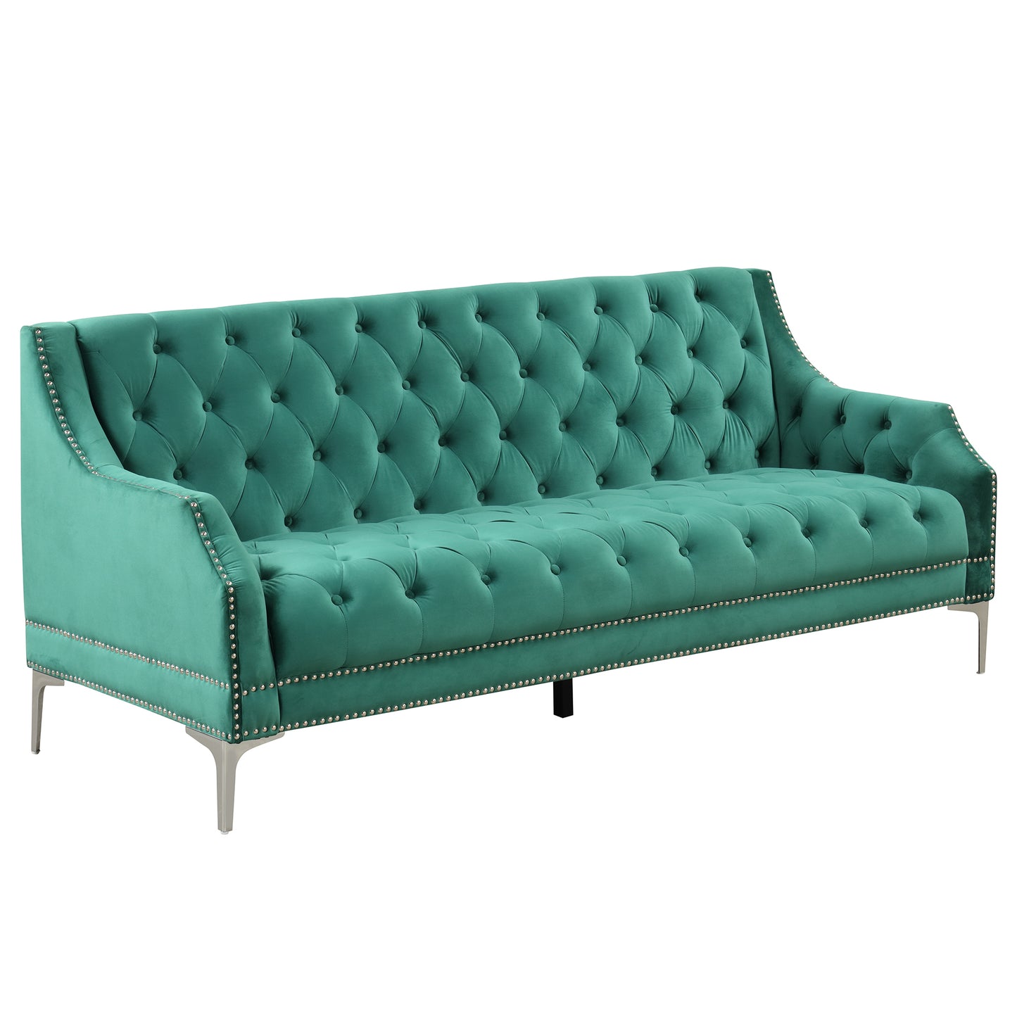 Modern Sofa Dutch Plush Upholstered Sofa with Metal Legs, Button Tufted Back Green - Enova Luxe Home Store