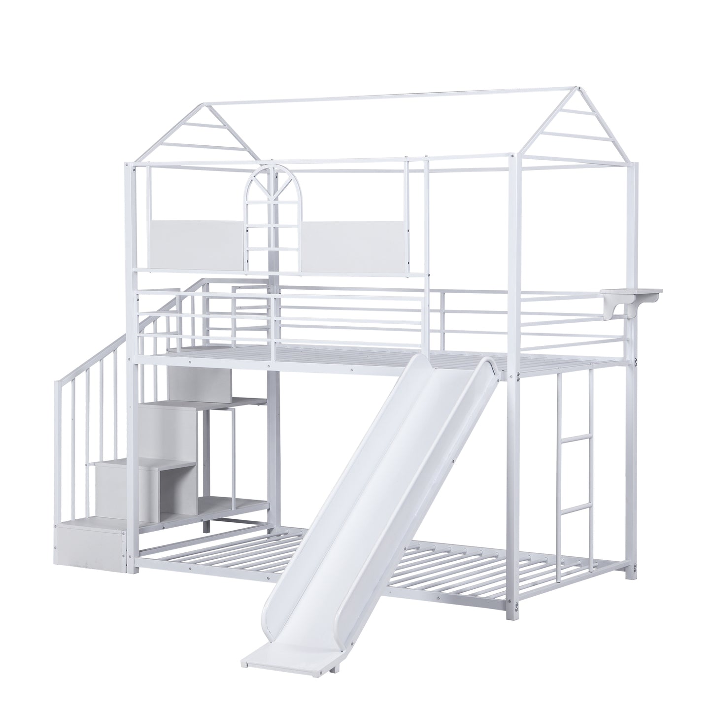 Metal bunk bed with slide and steps - Enova Luxe Home Store
