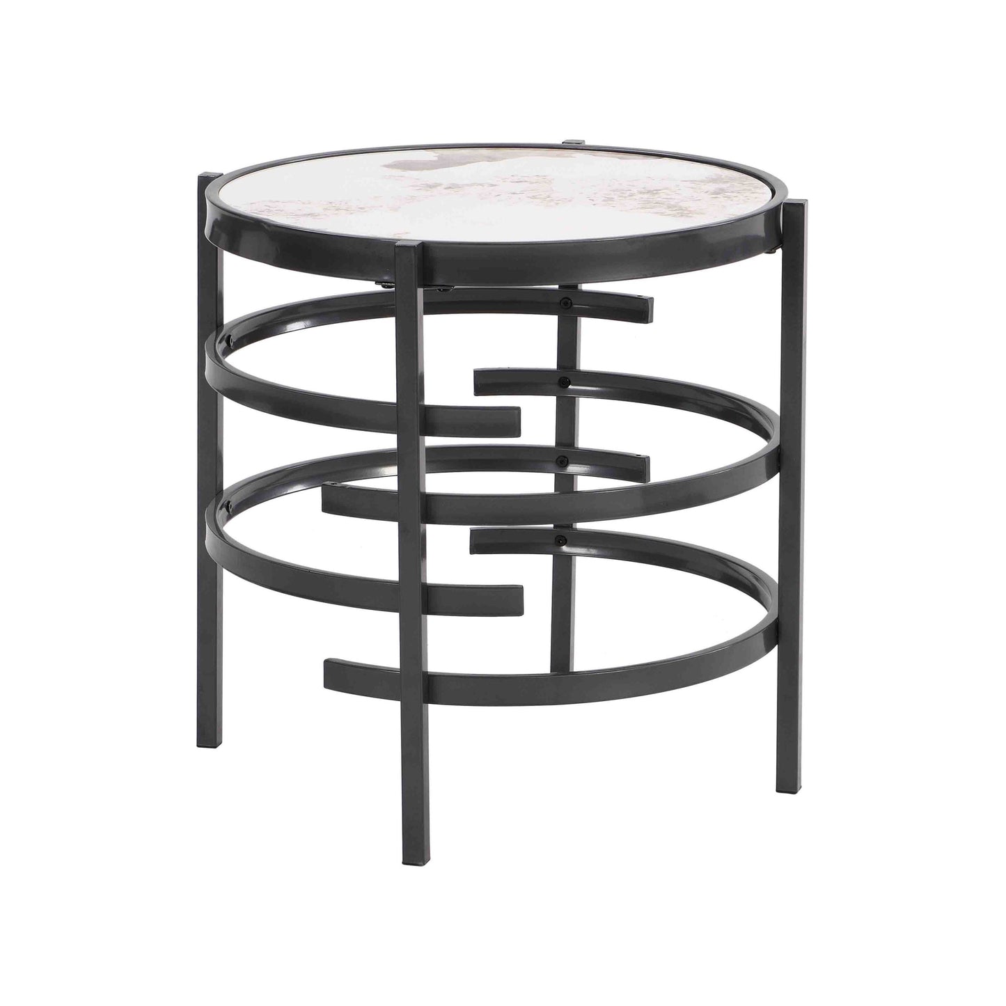 Elegant Pandora Sintered Stone End Table, Darker Gray Small Coffee Table for Living Room 20.67''W x 20.67''D x 21.65''H
