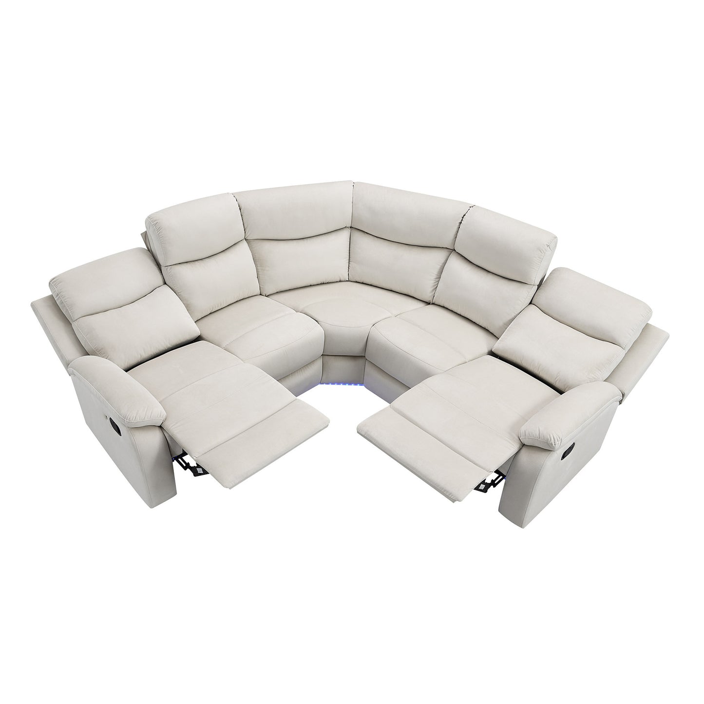 82.6" Home Theater Seating Seats Manual Chairs Recliner with LED Light Strip for Living Room, Beige