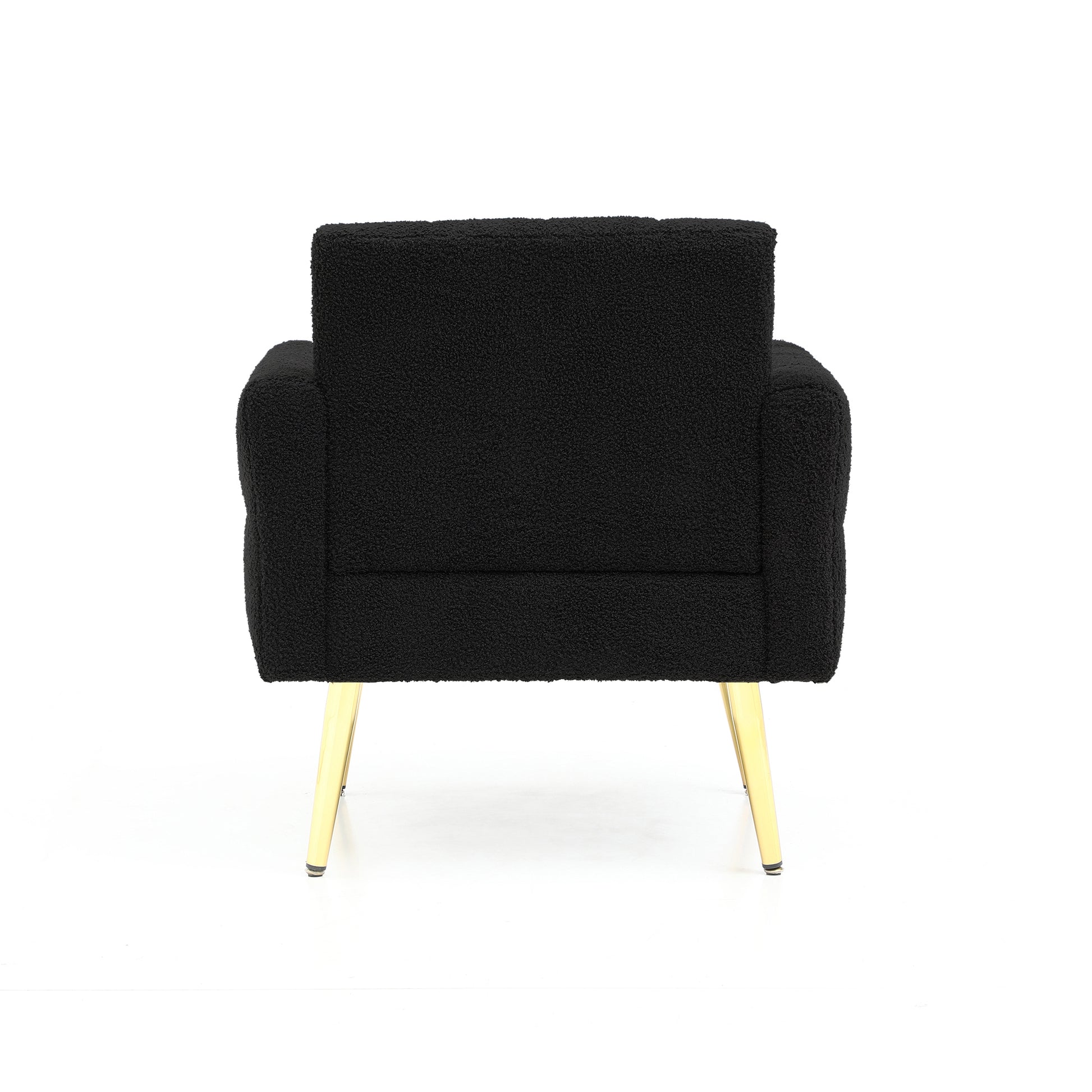 Black Teddy Fabric Accent Chair Modern Side Armchair with Gold Legs Sofa Chairs Reading Chair for Living Room Bedroom Waiting Room - Enova Luxe Home Store