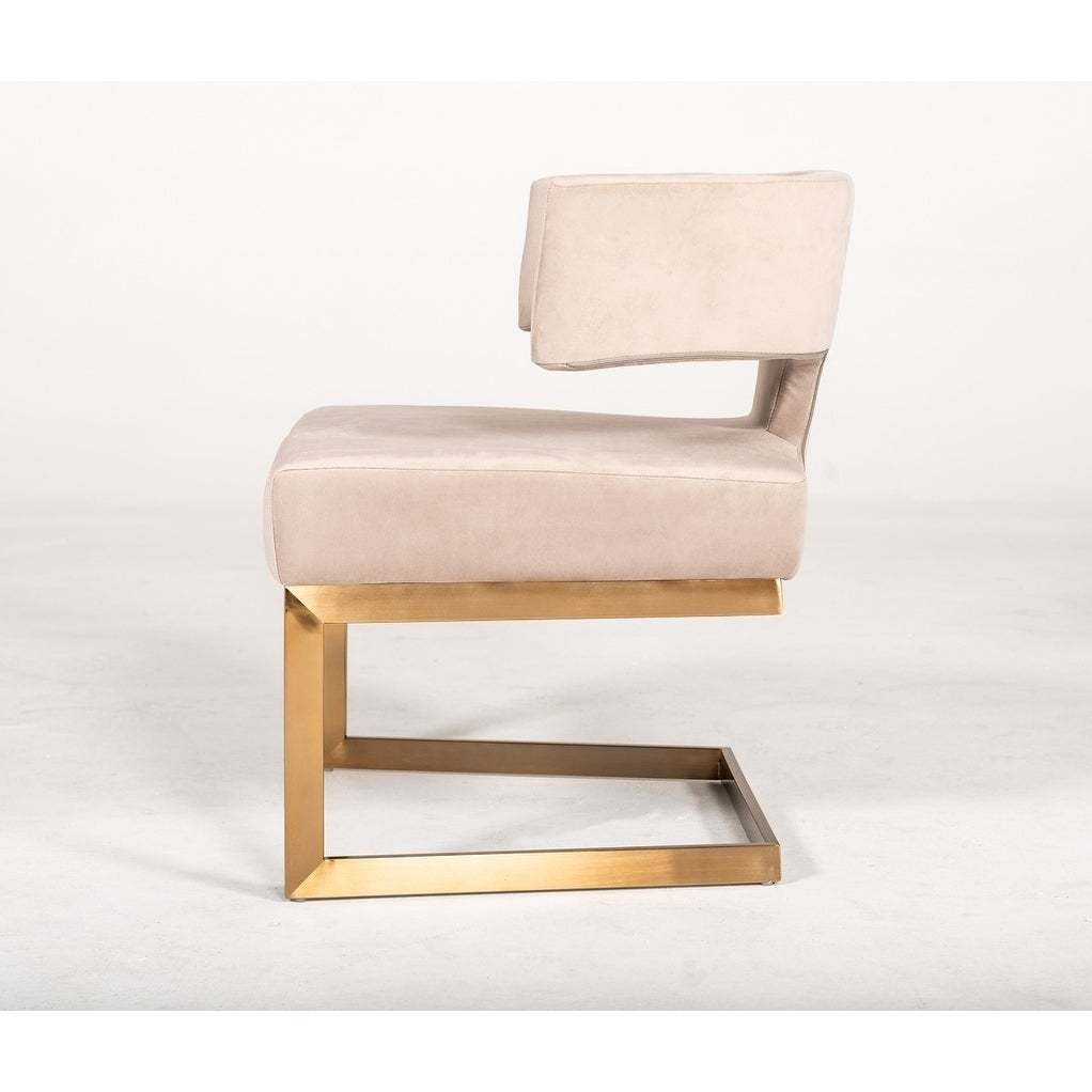 Calvo Modern Off-White Velvet & Brass Dining Chair - Enova Luxe Home Store