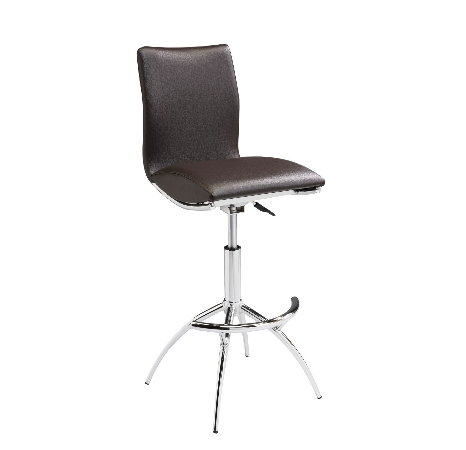 Modern Barstool Leatherette/Chrome Adjustable Height In Brown Color - Enova Luxe Home Store