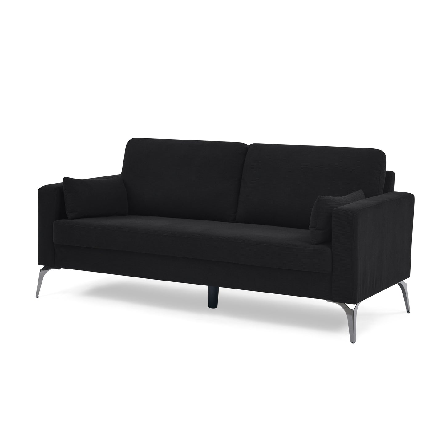 3 Piece Living Room Sofa Set, including 3-Seater Sofa, Loveseat and Sofa Chair, with Two Small Pillows, Corduroy Black