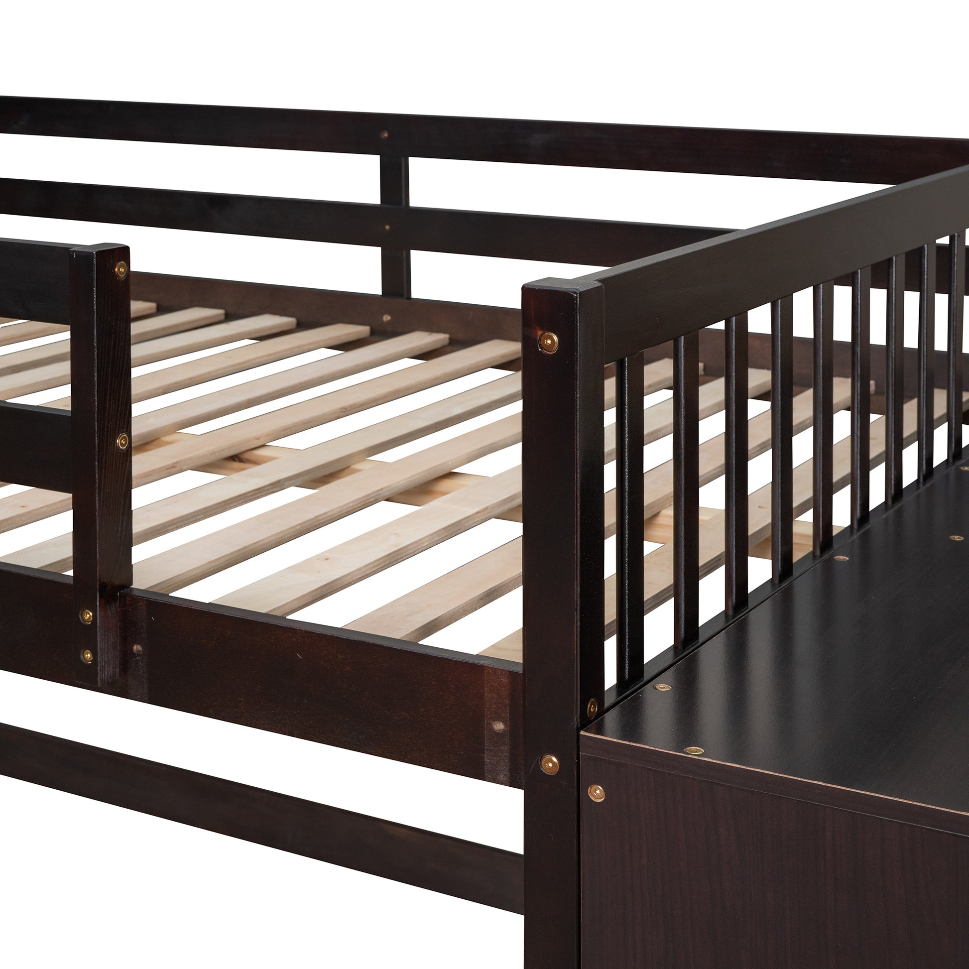 Full over Full Bunk Bed with 4 Drawers and 3 Shelves-Espresso - Enova Luxe Home Store