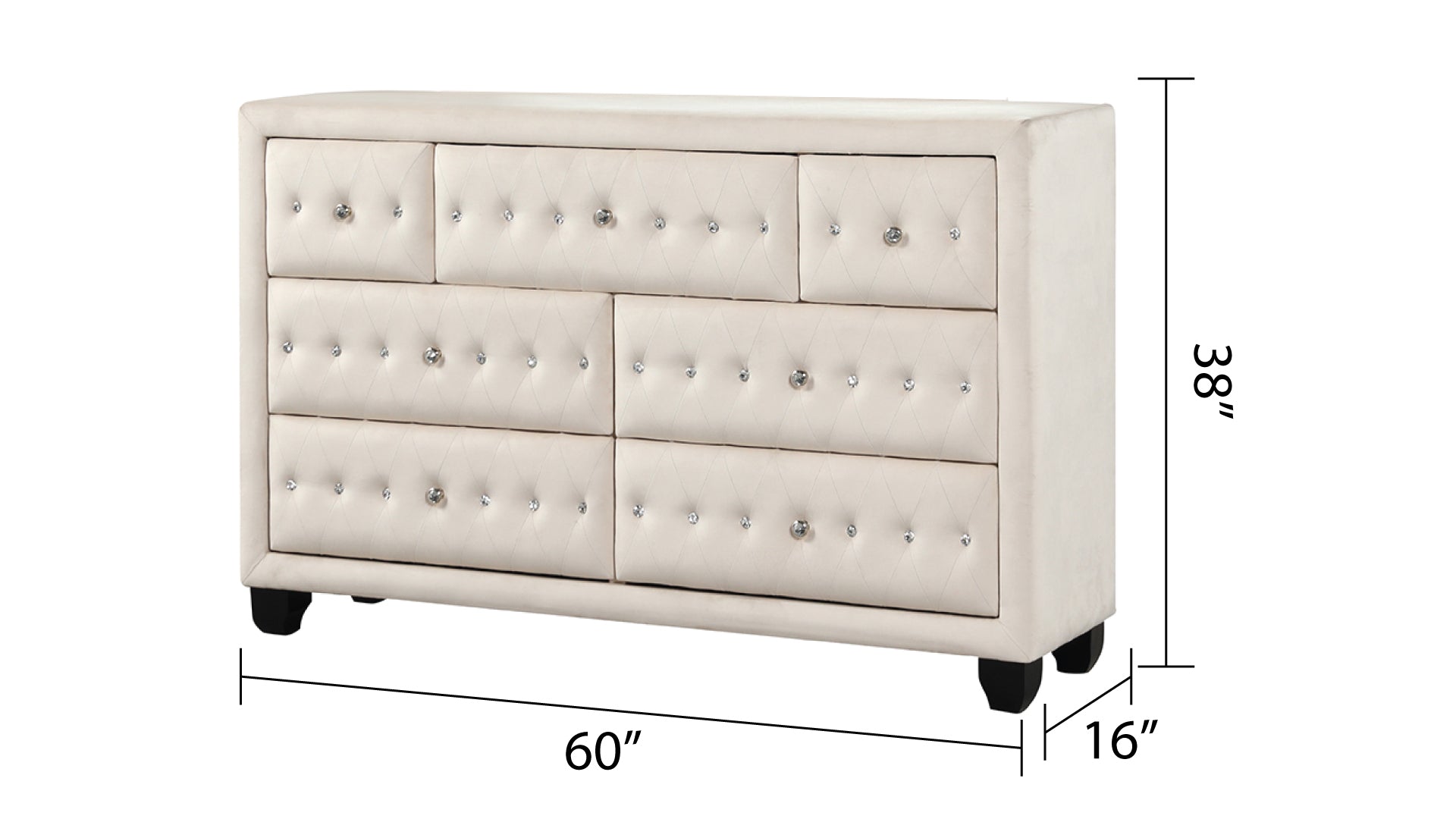 Sophia Crystal Tufted Full 4 Pc Bed Made with Wood in Cream - Enova Luxe Home Store