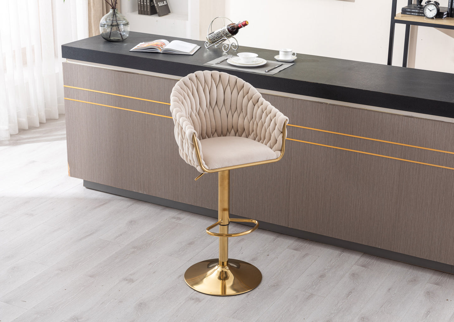 COOLMORE Vintage Bar Stools with Back and Footrest Counter Height Dining Chairs - Enova Luxe Home Store