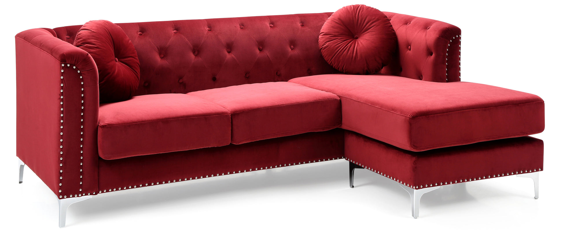Glory Furniture Pompano G789B-SC Sofa Chaise ( 3 Boxes ) , BURGUNDY - Enova Luxe Home Store