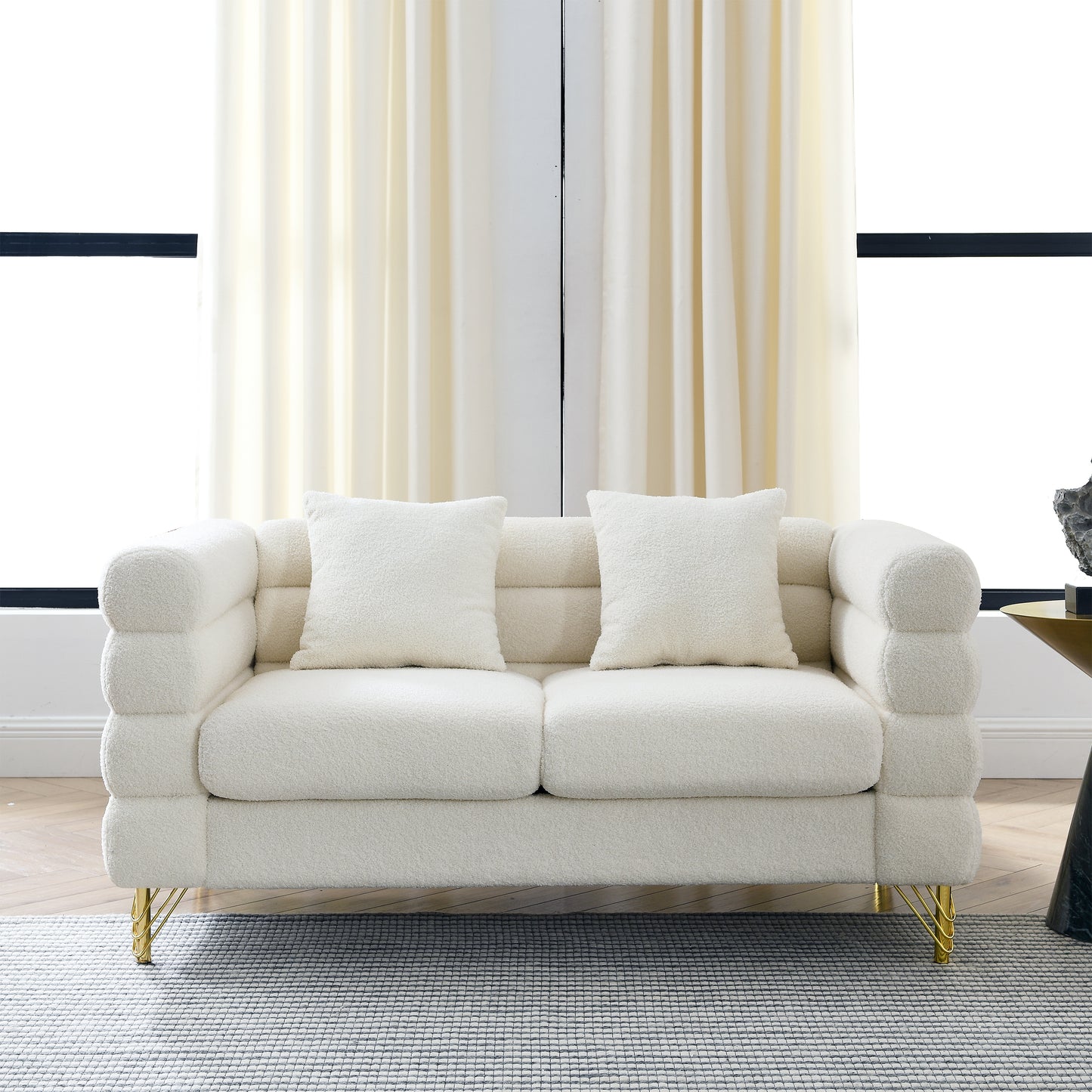 3-seater + 3-seater Combination sofa.White teddy(Ivory)