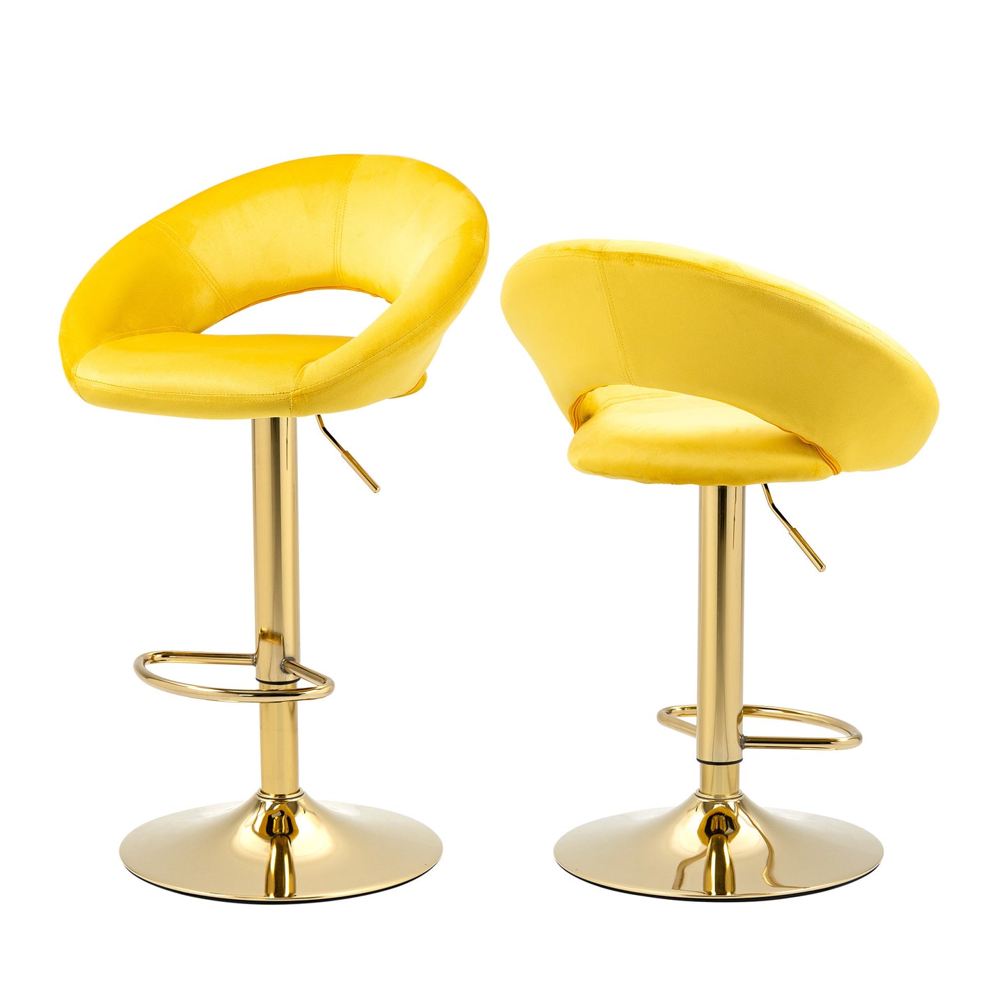 Yellow Velvet Adjustable Modern Dining Chairs,Counter Height Bar Chair,Swivel Bar Stools Set of 2 - Enova Luxe Home Store
