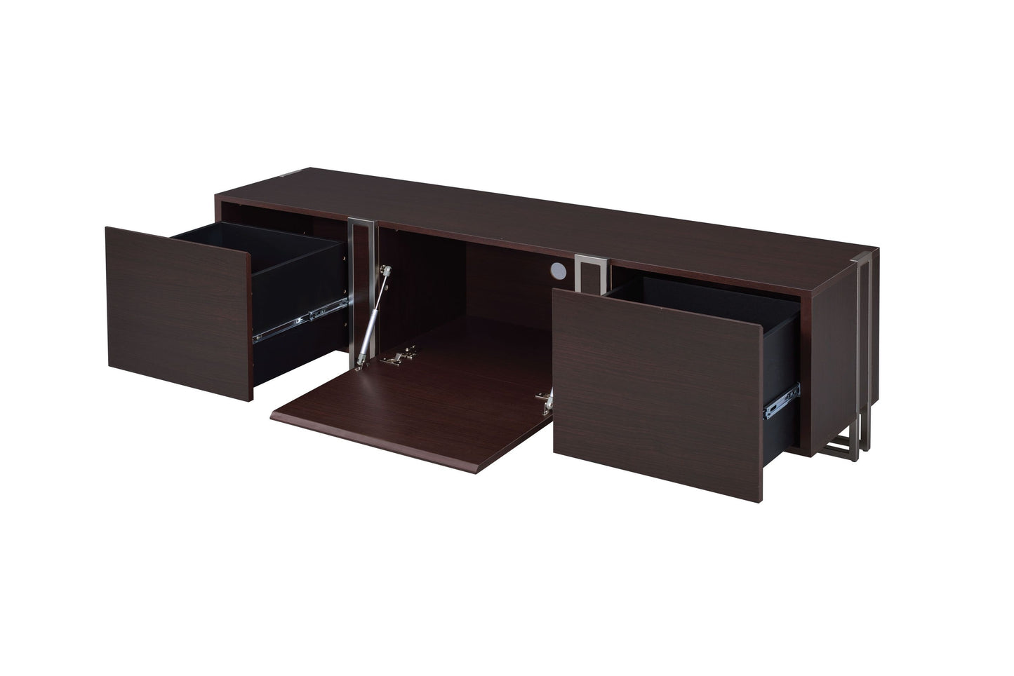 ACME Cattoes TV Stand in Dark Walnut & Nickel 91795 - Enova Luxe Home Store