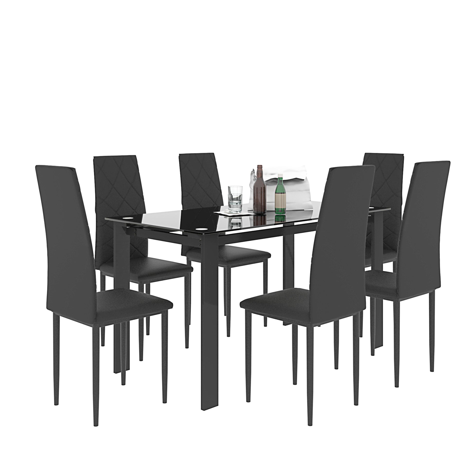 7-piece dining table set, dining table and chair - Enova Luxe Home Store