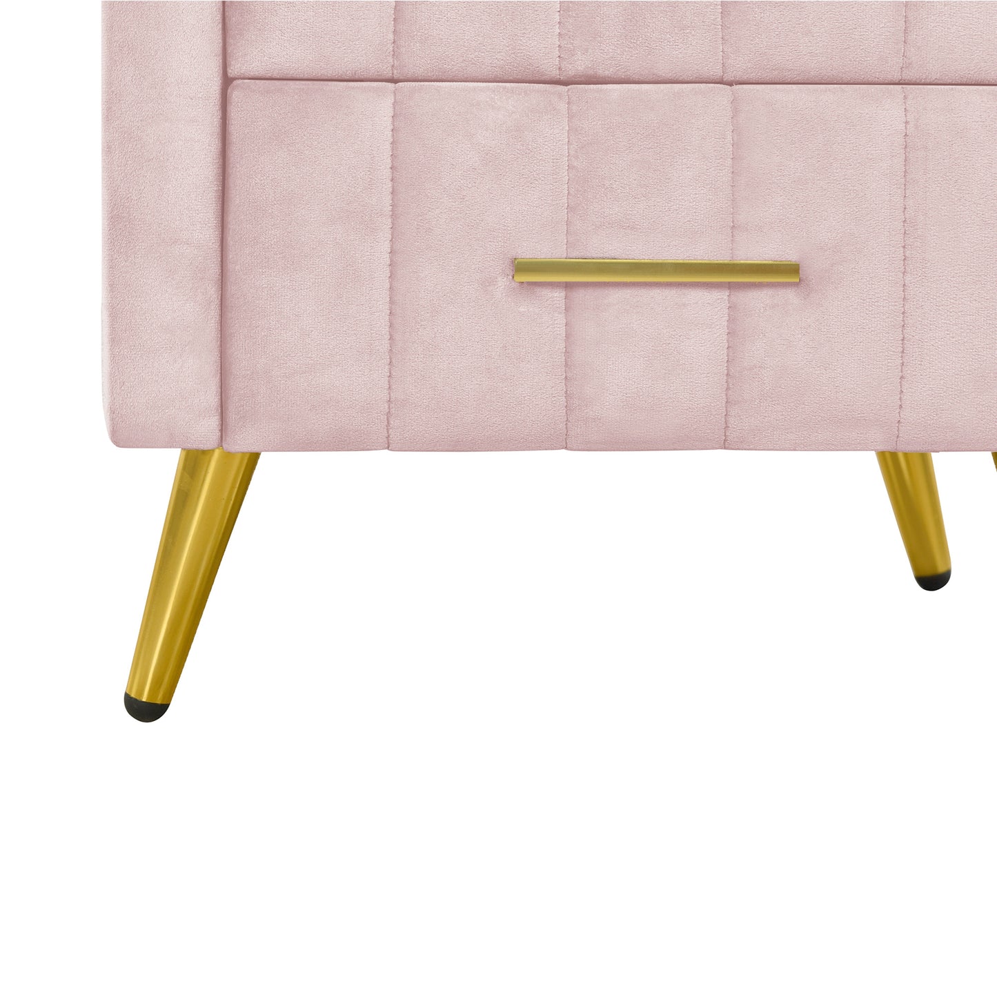 3-Pieces Bedroom Sets, Queen Size Upholstered Platform Bed with Two Nightstands, Nightstands with Marbling Worktop and Metal Legs&Handles, Velvet,Pink - Enova Luxe Home Store