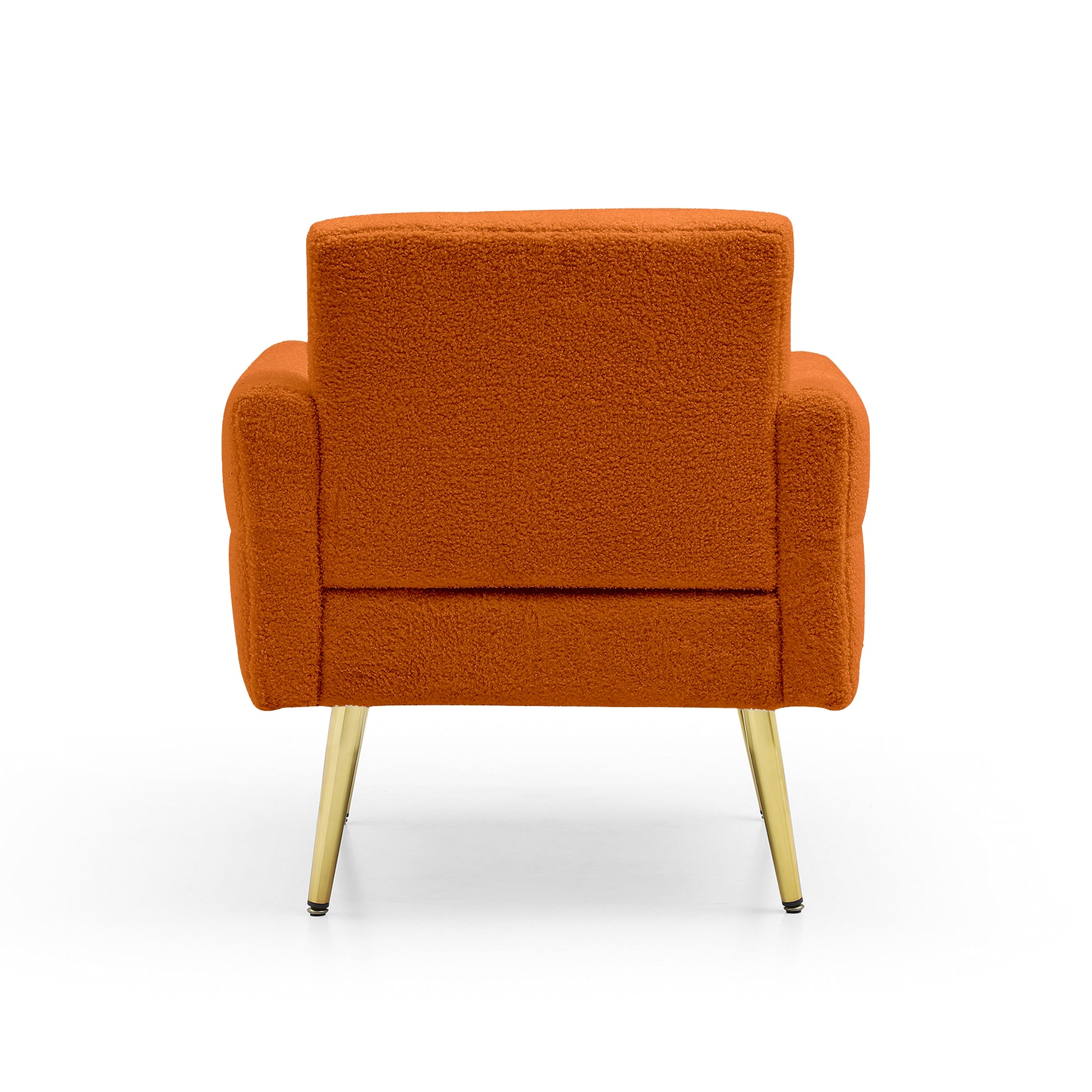 Accent Chair Modern Teddy Comfy Chair with Golden Metal Legs Lounge Chair Living Room Bedroom Reading Armchair , Orange - Enova Luxe Home Store
