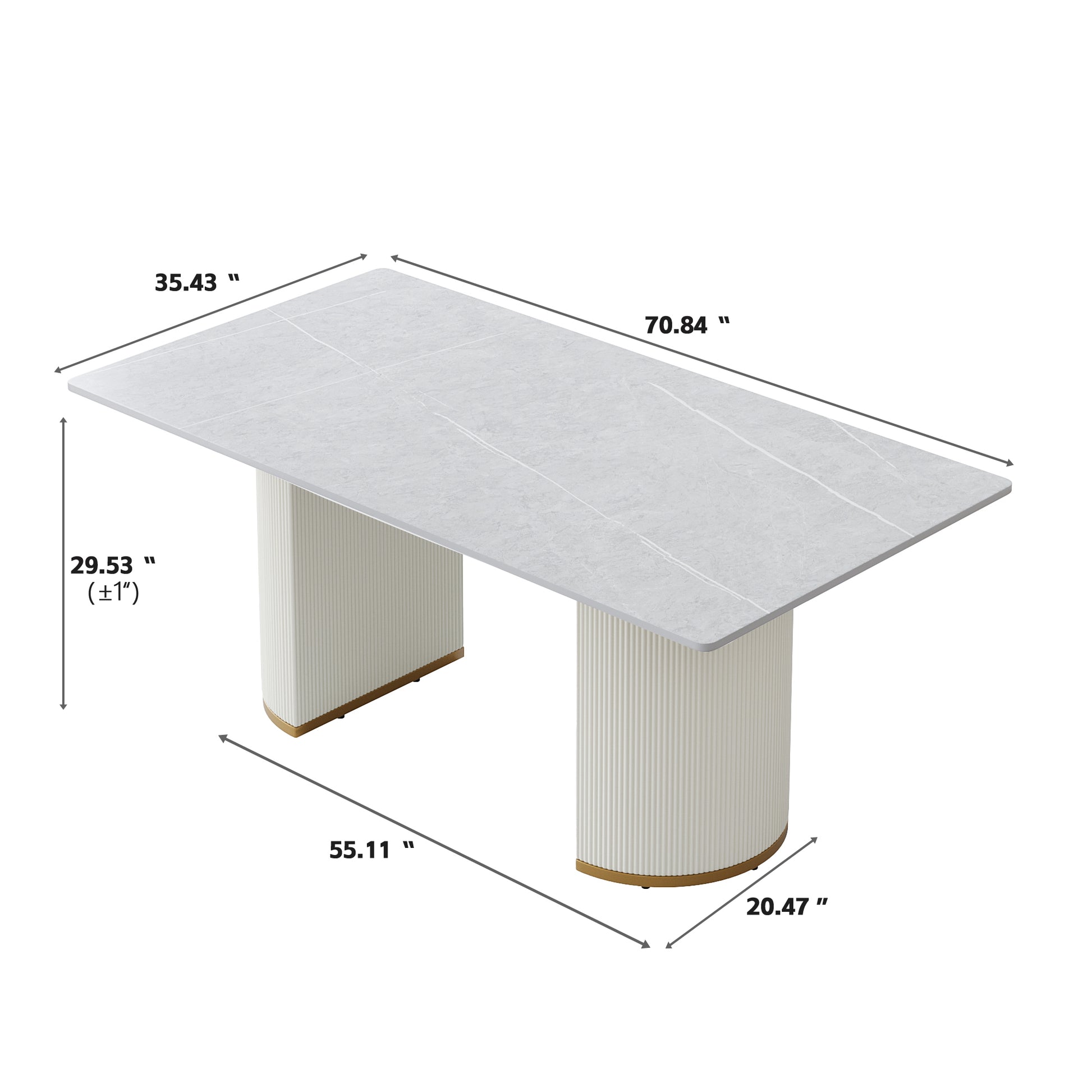 70.84 "modern artificial stone gray panel beige PU plywood legs-can accommodate 6-8 people. - Enova Luxe Home Store