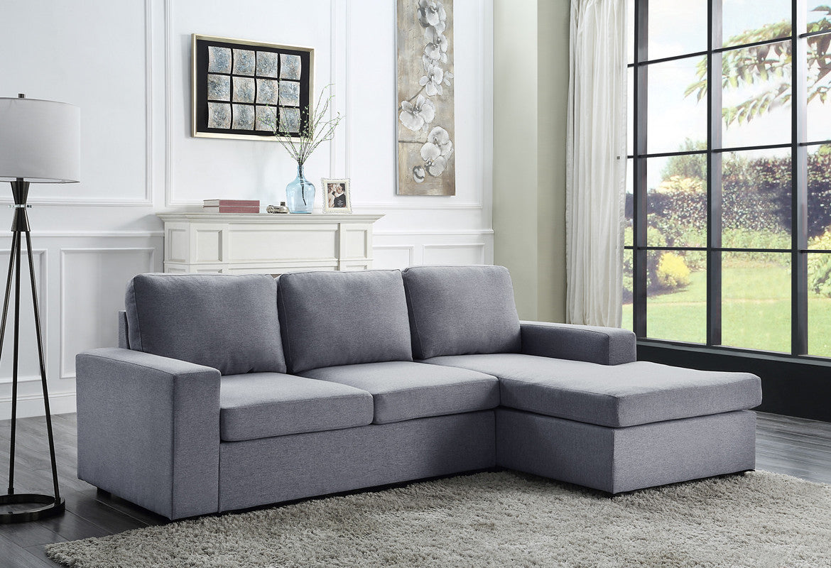Newlyn Light Gray Linen Reversible Sectional Sofa Chaise - Enova Luxe Home Store