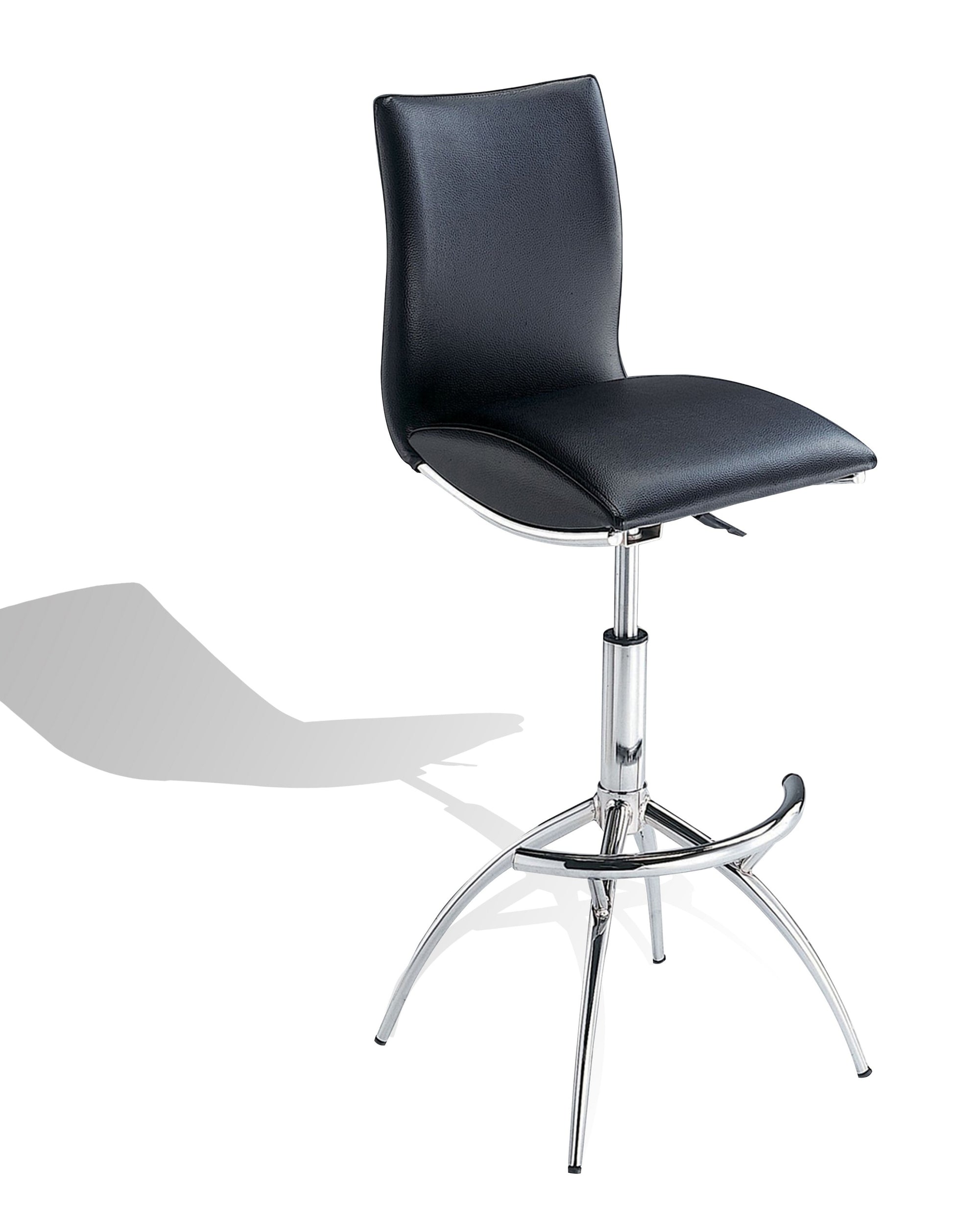 Modern Barstool Leatherette/Chrome Adjustable Height In Black Color - Enova Luxe Home Store