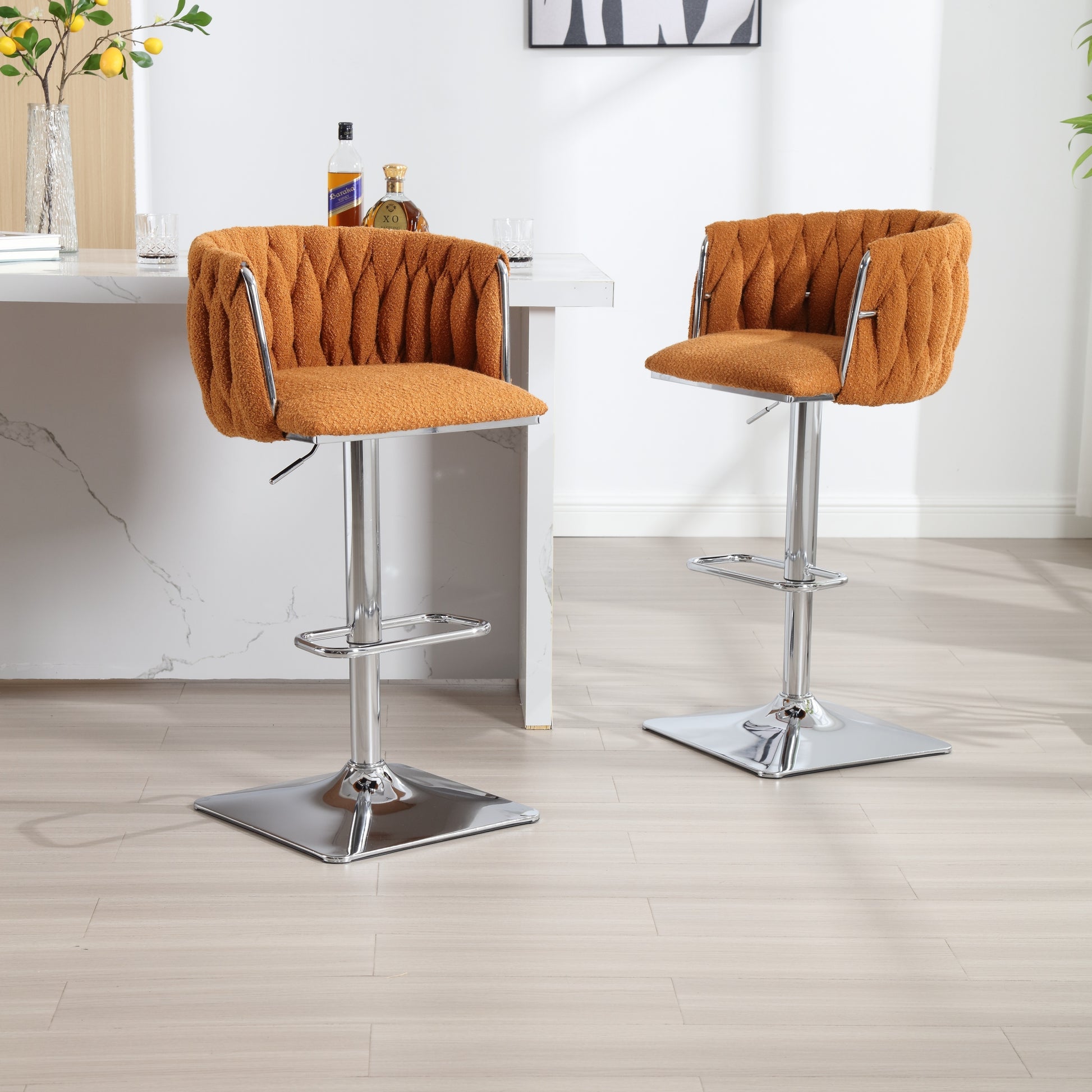 COOLMORE Vintage Bar Stools with Back and Footrest Counter Height Dining Chairs 2PC/SET - Enova Luxe Home Store