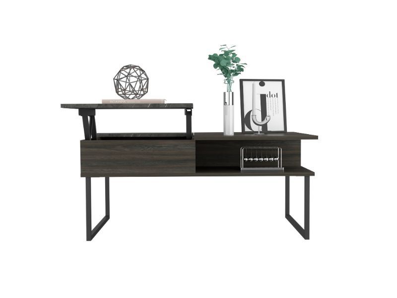 Lift Top Coffee Table Juvve, One Shelf, Carbon Espresso / Onyx Finish - Enova Luxe Home Store