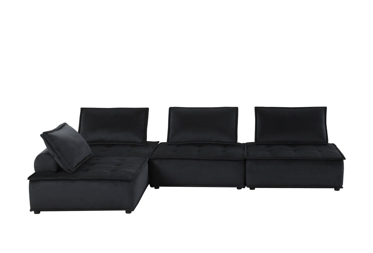 Anna Black Velvet 4 Pc Sectional Sofa - Enova Luxe Home Store