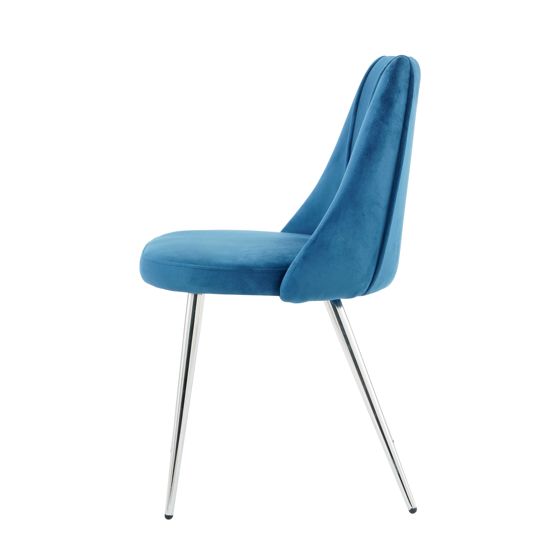 Modern simple velvet blue dining chair home bedroom stool back dressing chair student desk chair chrome metal legs(set of 4) - Enova Luxe Home Store