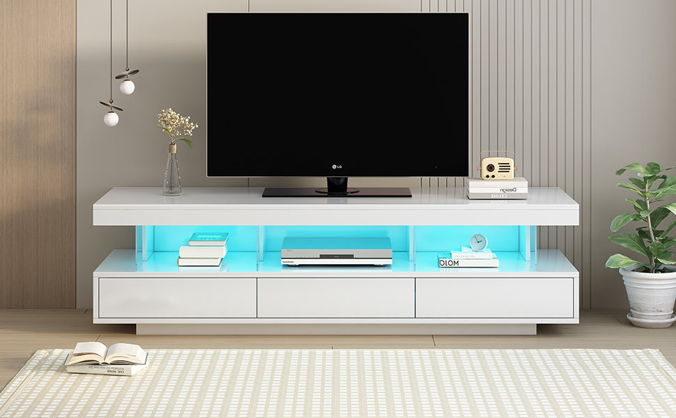 U-Can Modern LED TV Stand for 70 inch TV with Shelves and Storage Drawers
Modern, Entertainment Center, White Tabletop High Glossy TV Stand for living Room - Enova Luxe Home Store