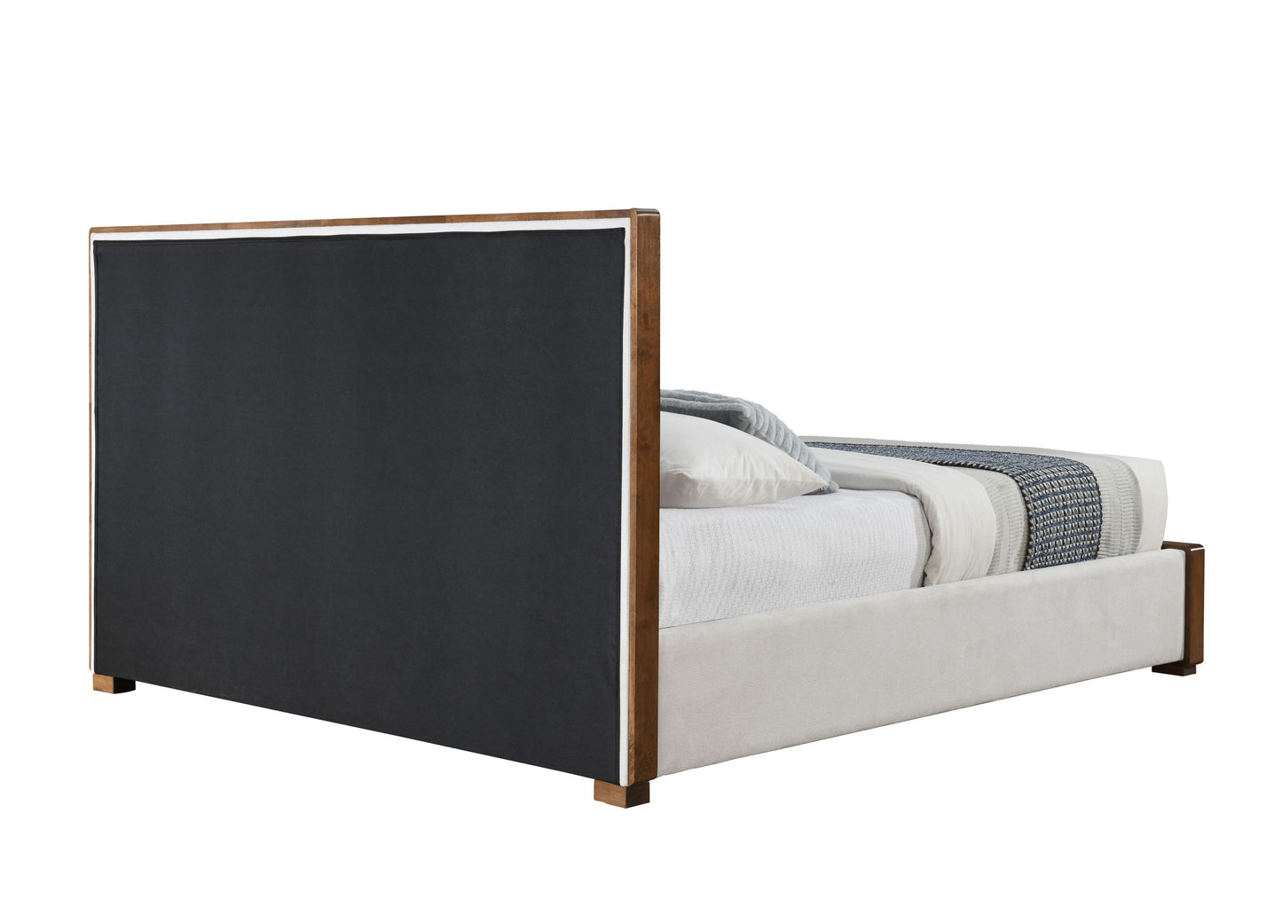 ACME Kaleea Queen Bed, Light Gray Chenille & Walnut Finish BD02468Q - Enova Luxe Home Store