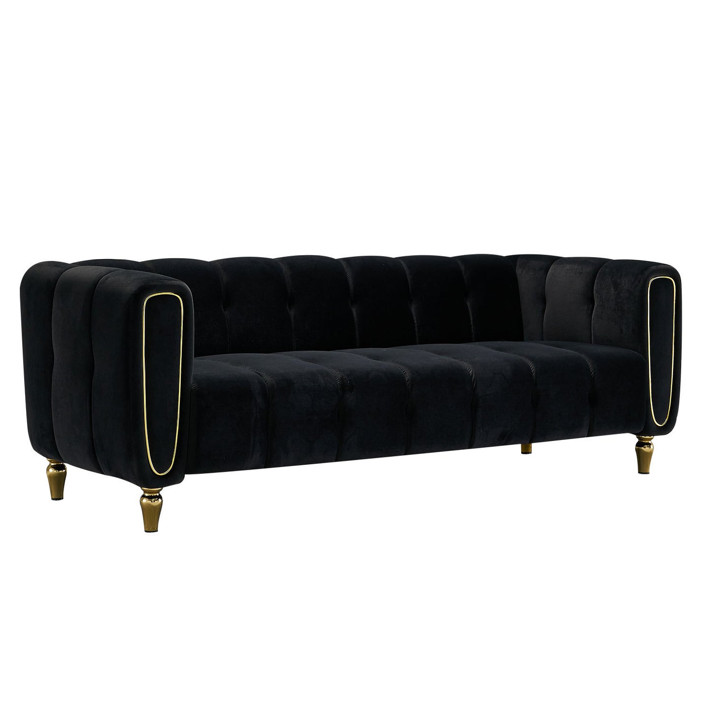 Modern Velvet Sofa 83.07 inch for Living Room Black Color - Enova Luxe Home Store