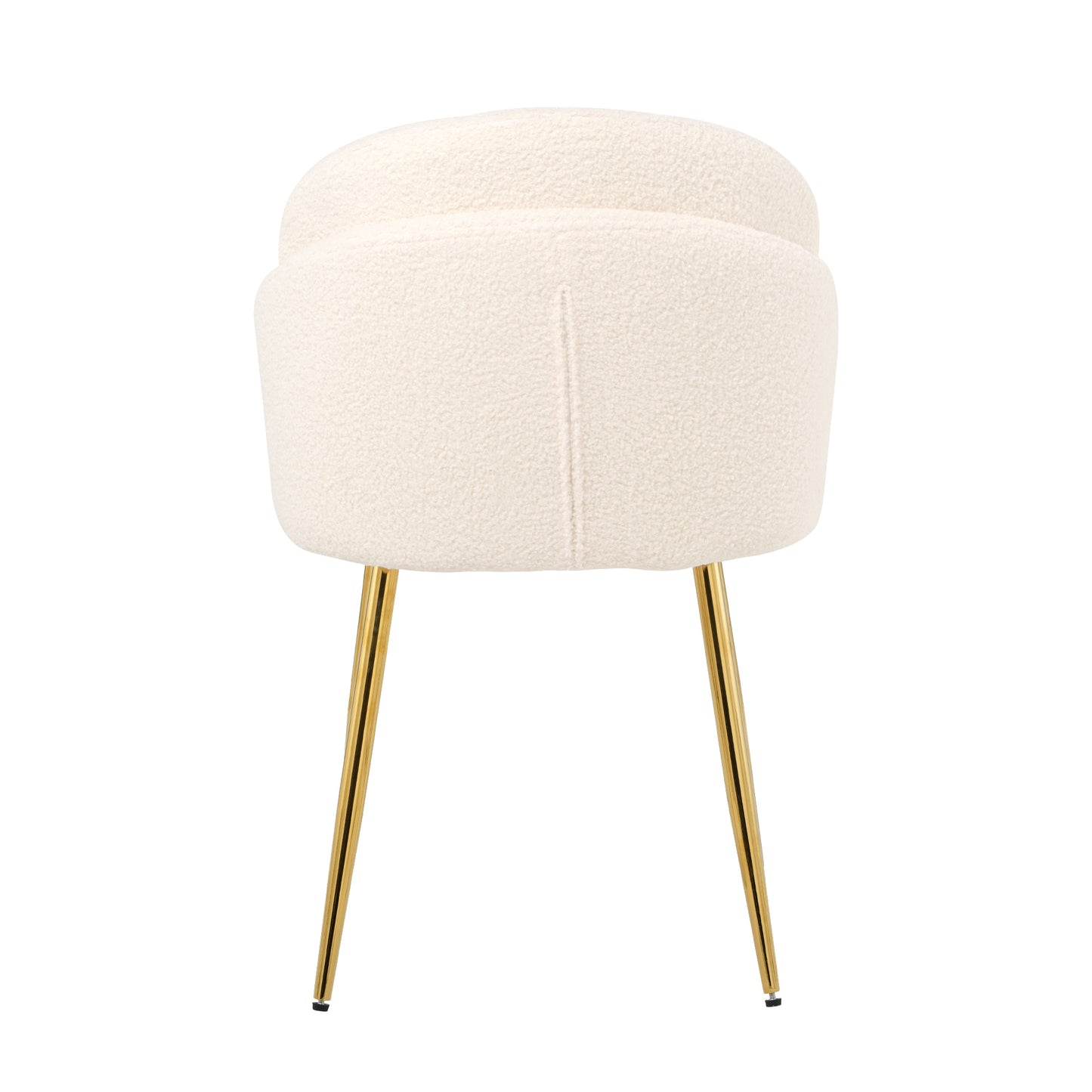 Modern simple teddy fleece dining chair Fabric Upholstered Chairs home bedroom stool back dressing chair gold metal legs(set of 2) - Enova Luxe Home Store