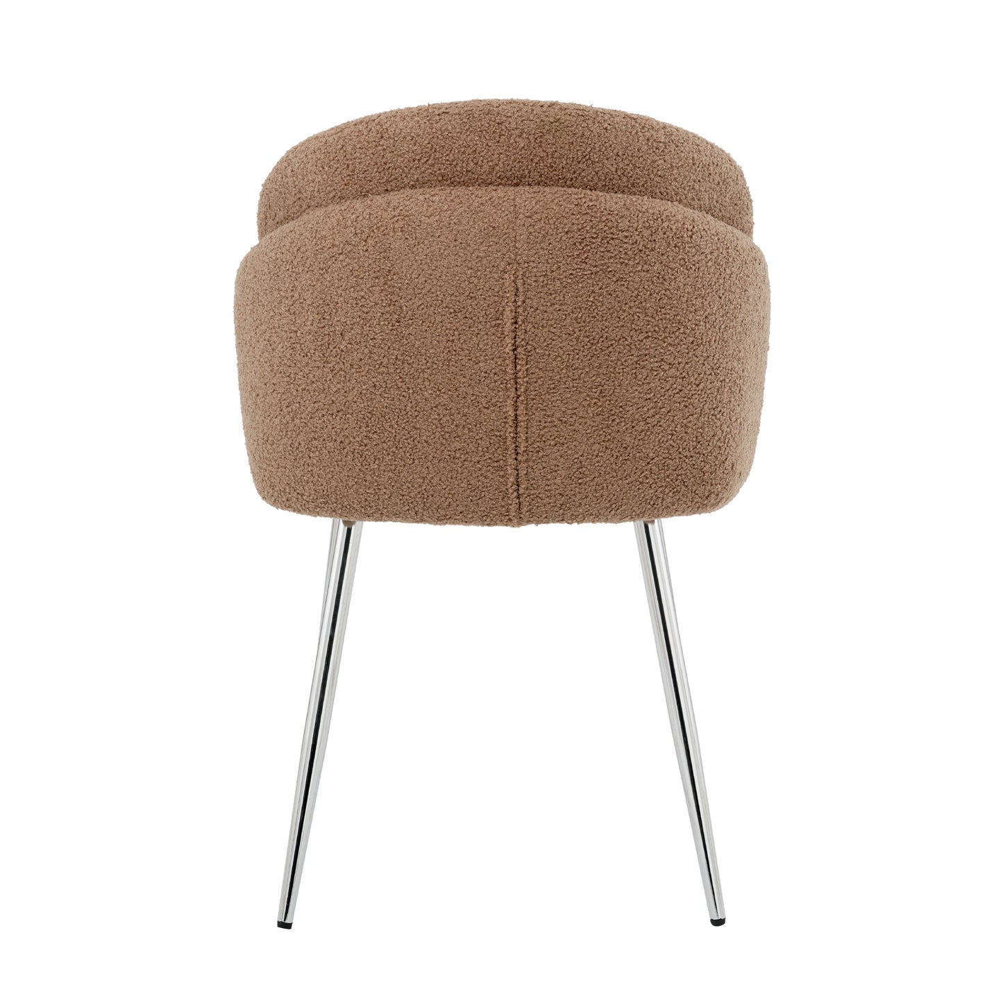 Modern simple brown teddy fleece dining chair Fabric Upholstered Chairs home bedroom stool back dressing chair chrome metal legs(set of 2) - Enova Luxe Home Store